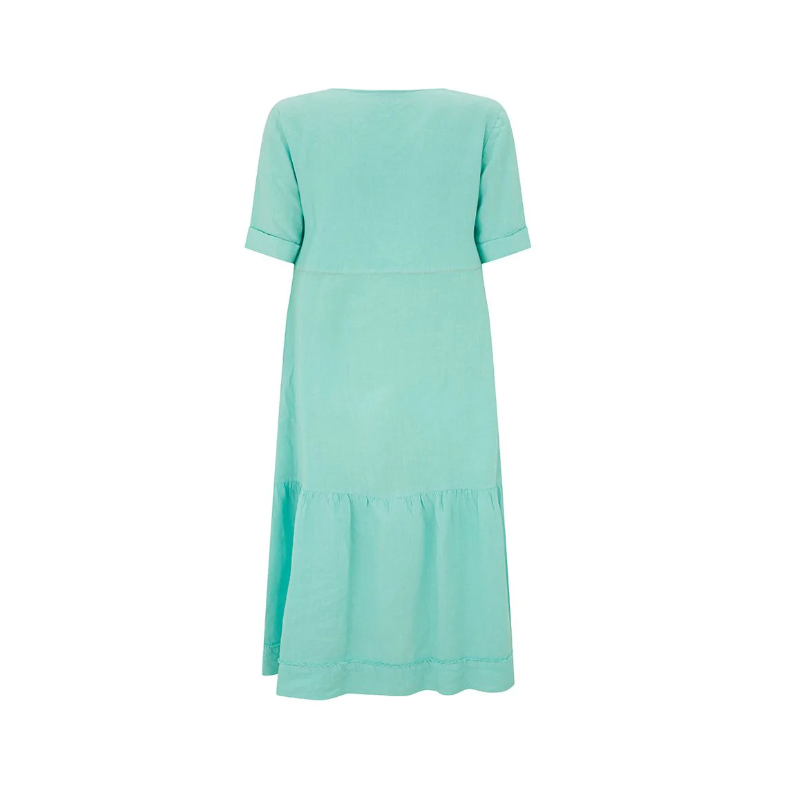 Linen V-Neck Midi Dress - Image 2