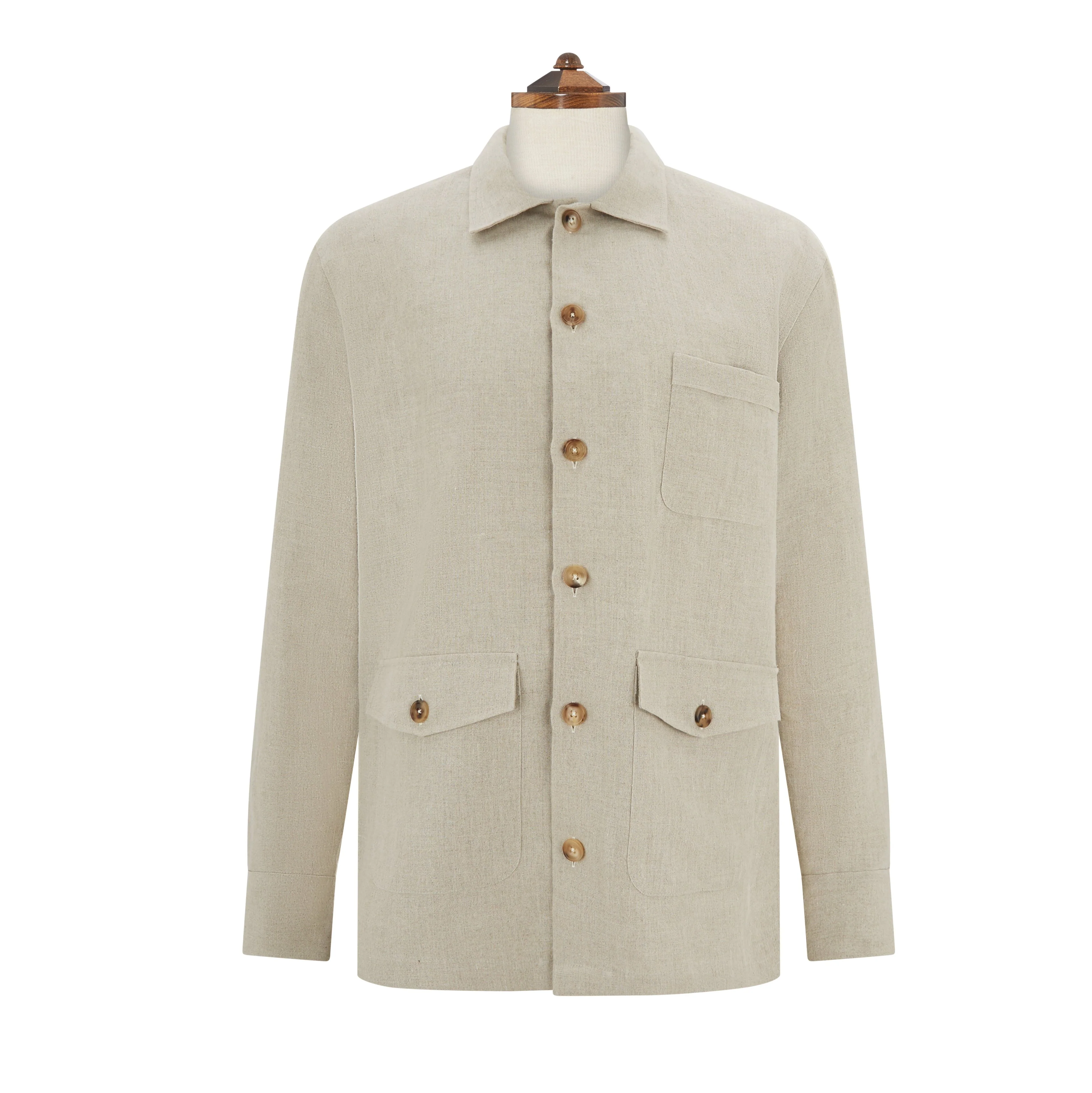 Lynton Beige Linen Overshirt