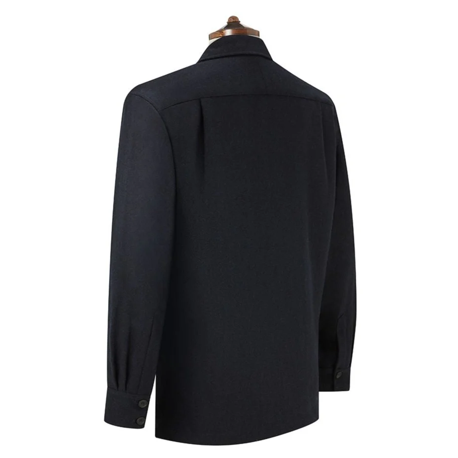 Lynton Navy Herringbone Wool Overshirt - Image 2