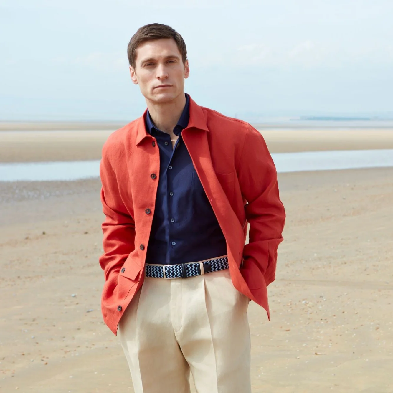 Lynton Orange Linen Overshirt - Image 2