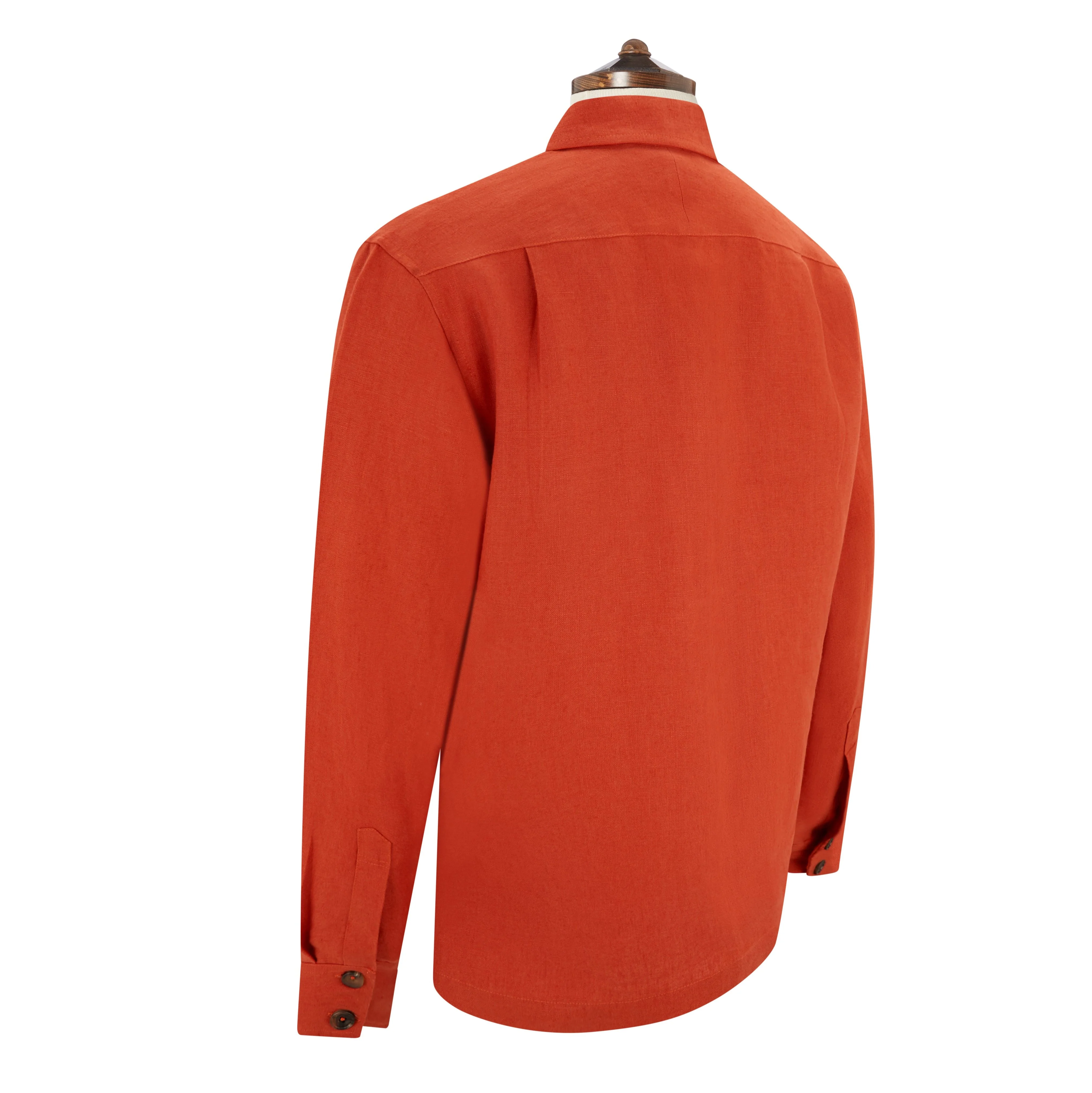 Lynton Orange Linen Overshirt - Image 3