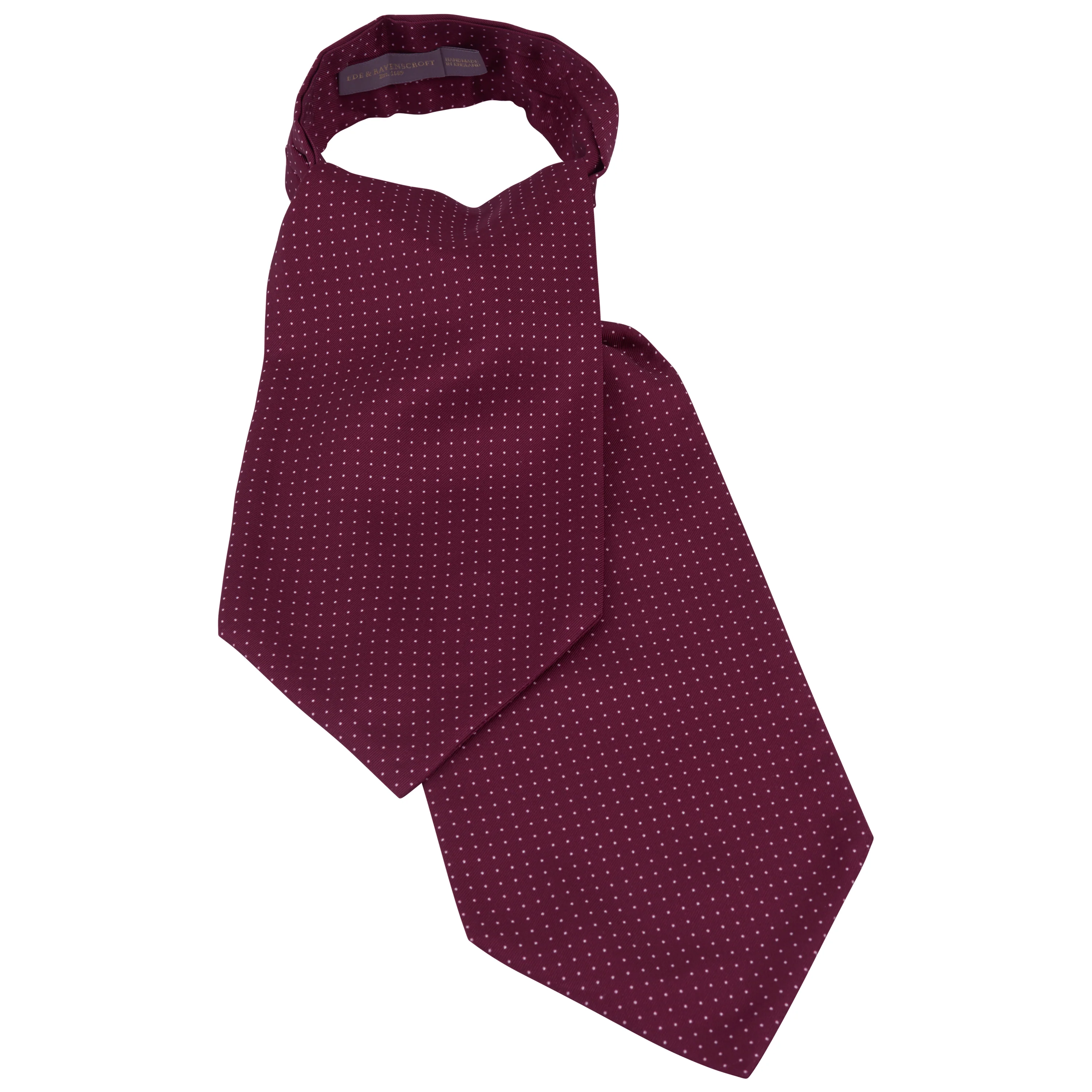 Magenta Polka Dot Printed Silk Cravat