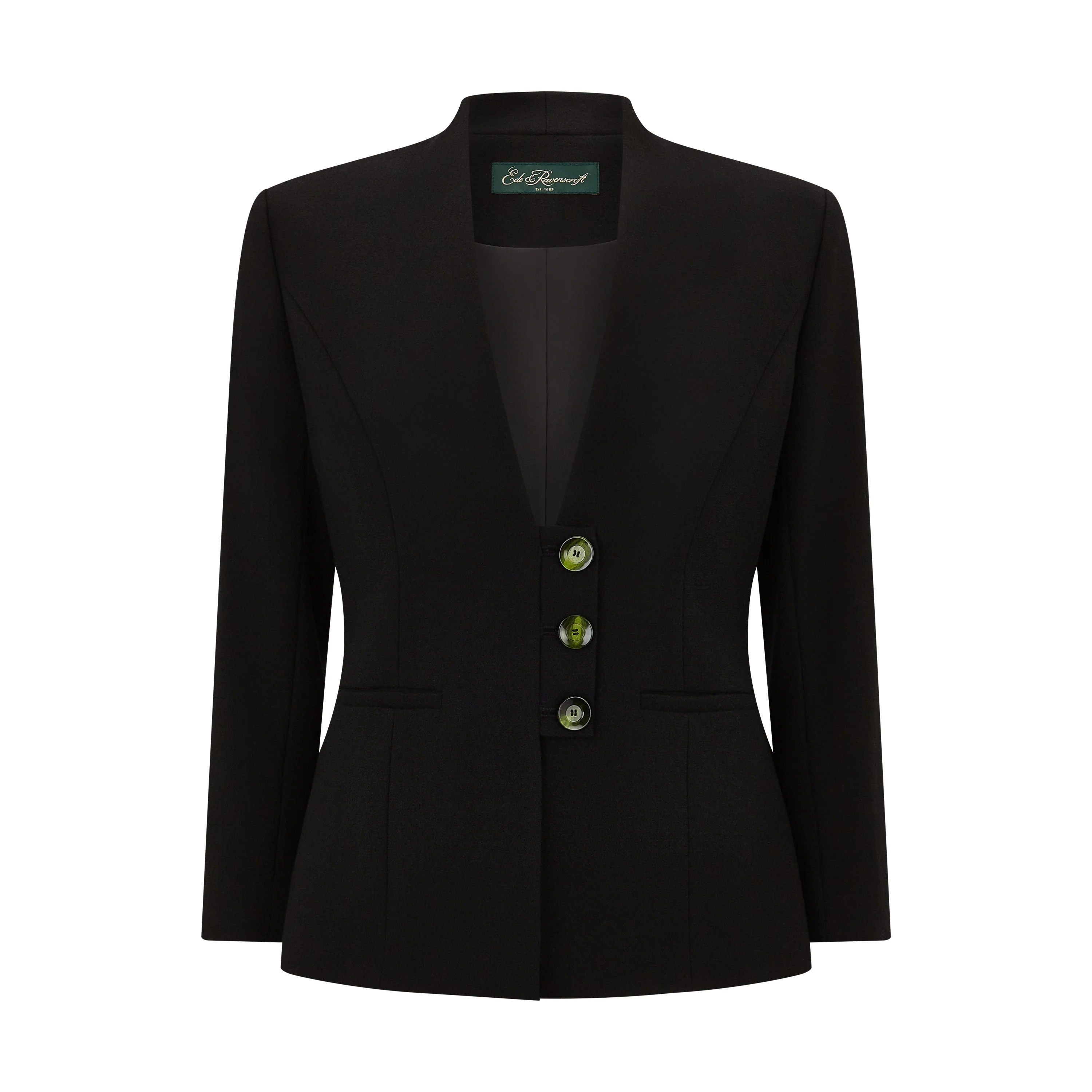 Martha Tailored Wool Crepe Collarless Jacket