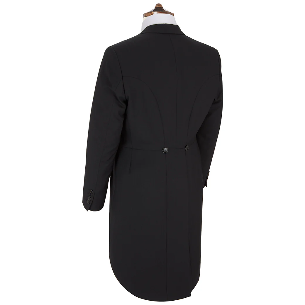 Black Fine Herringbone Wool Morning Coat - Image 6