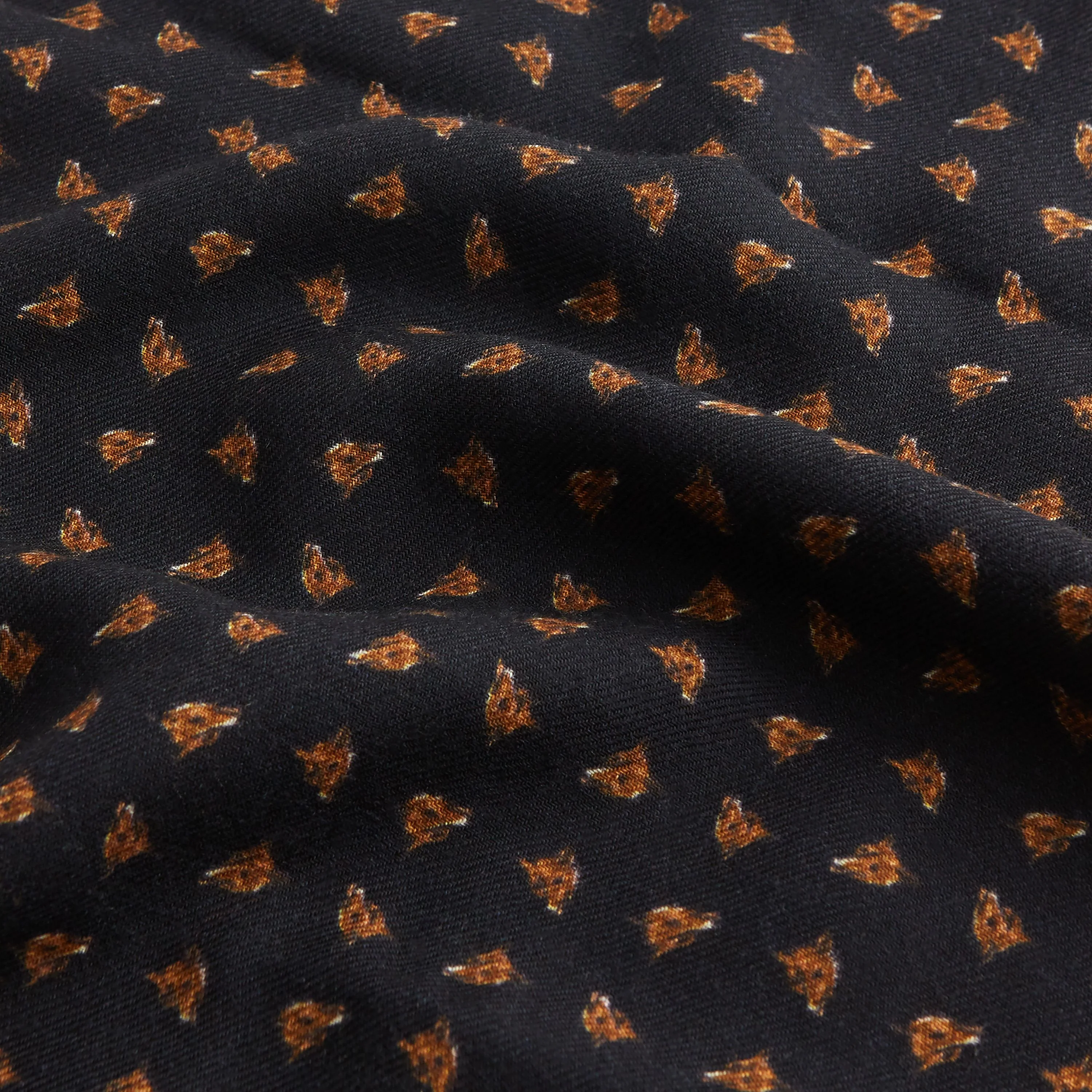 Navy and Brown Fox Print Flannel Wool Scarf - Image 2