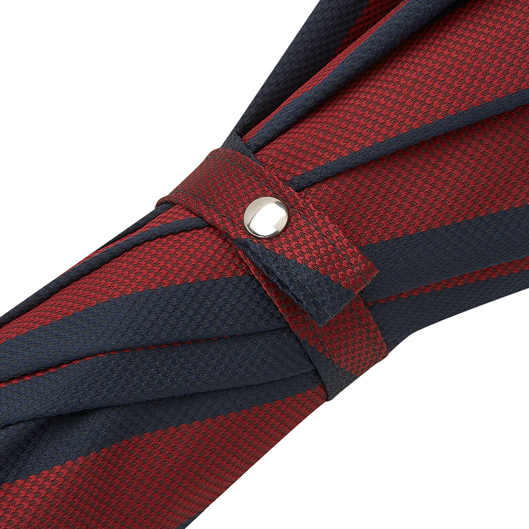 Navy and Burgundy Leather Contrast Top Stitch Handle Two Colour Umbrella - Image 3