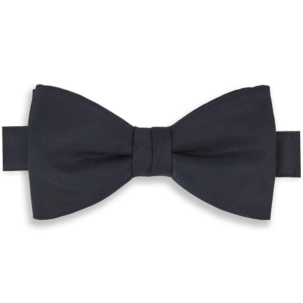 Navy Barathea Tied Silk Bow Tie