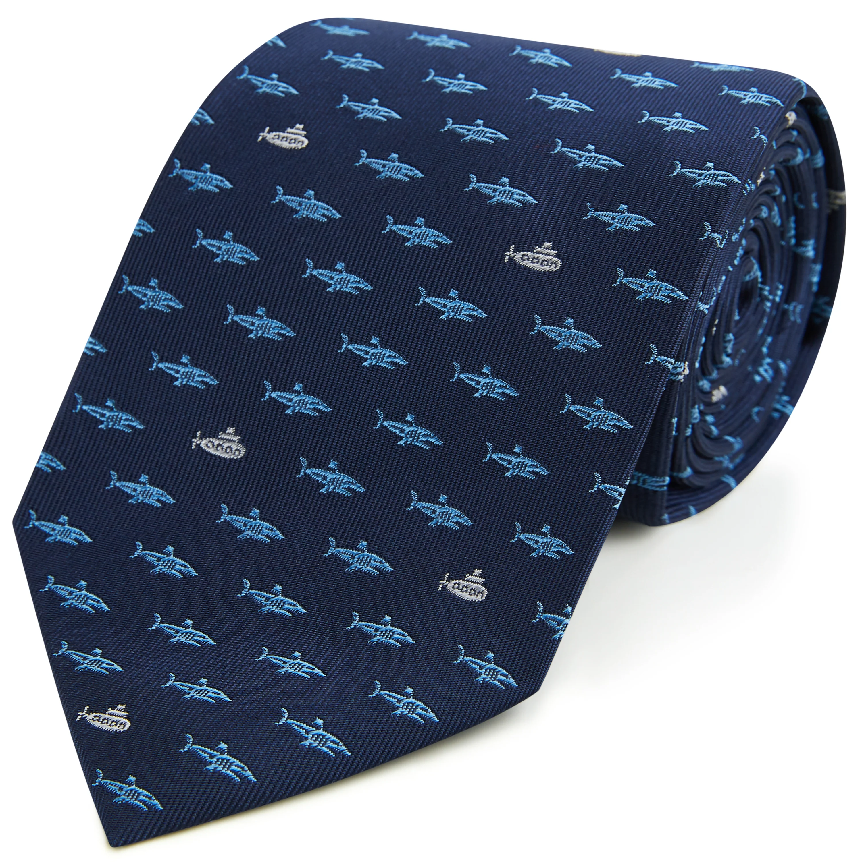 Navy Blue Submarine Woven Silk Tie