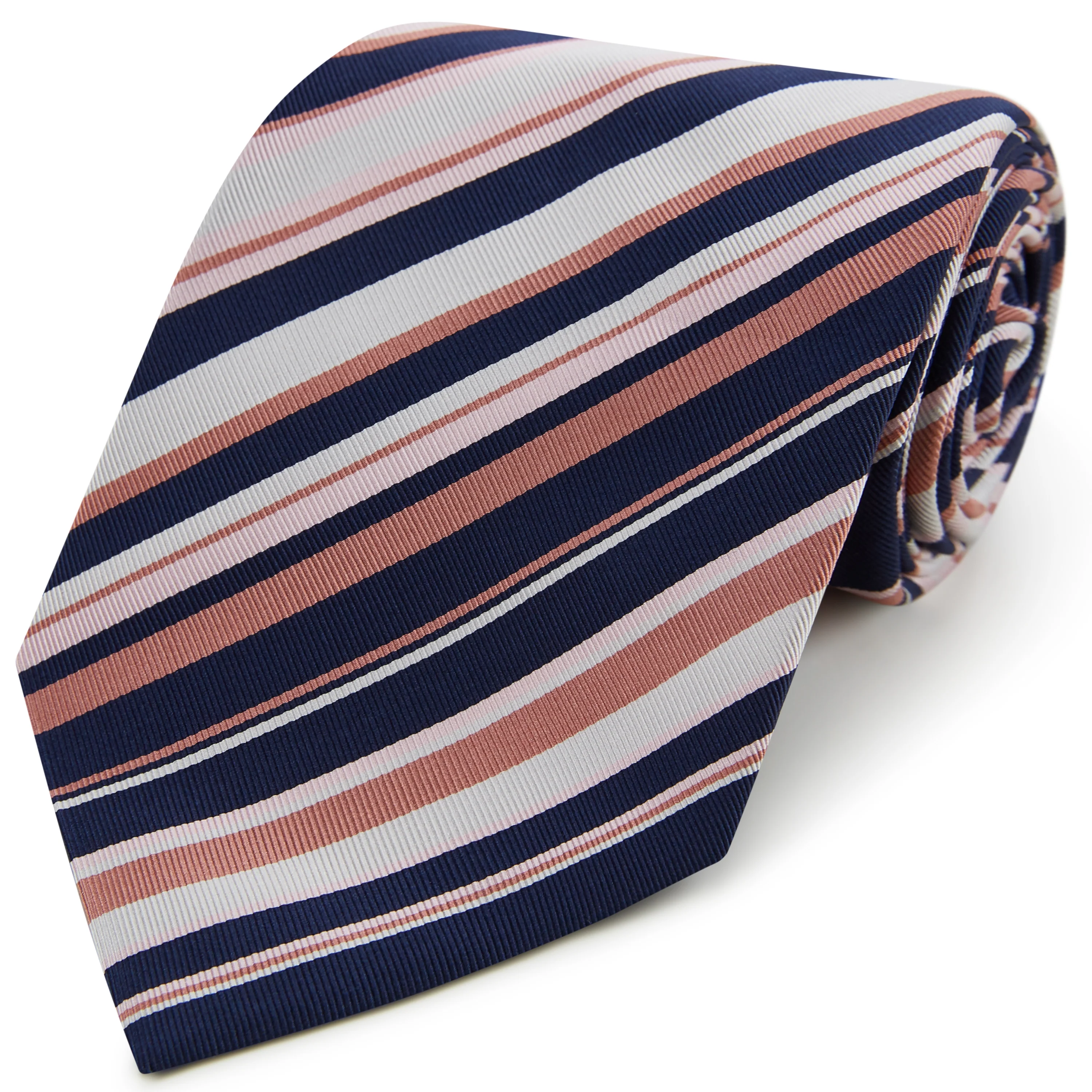 Navy Pink Irregular Woven Silk Tie