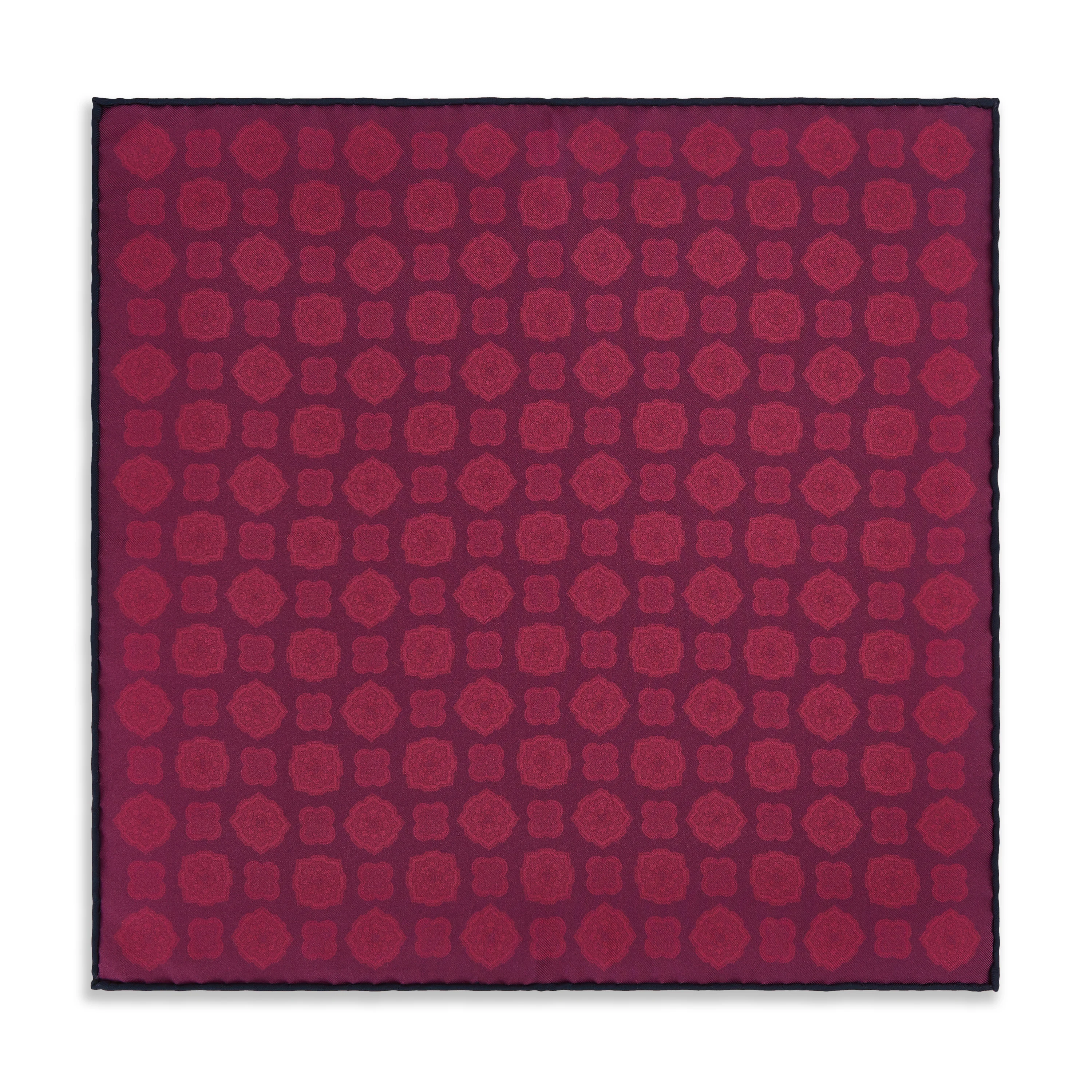 Navy Pink Medallion Madder Reversible Silk Pocket Square - Image 3