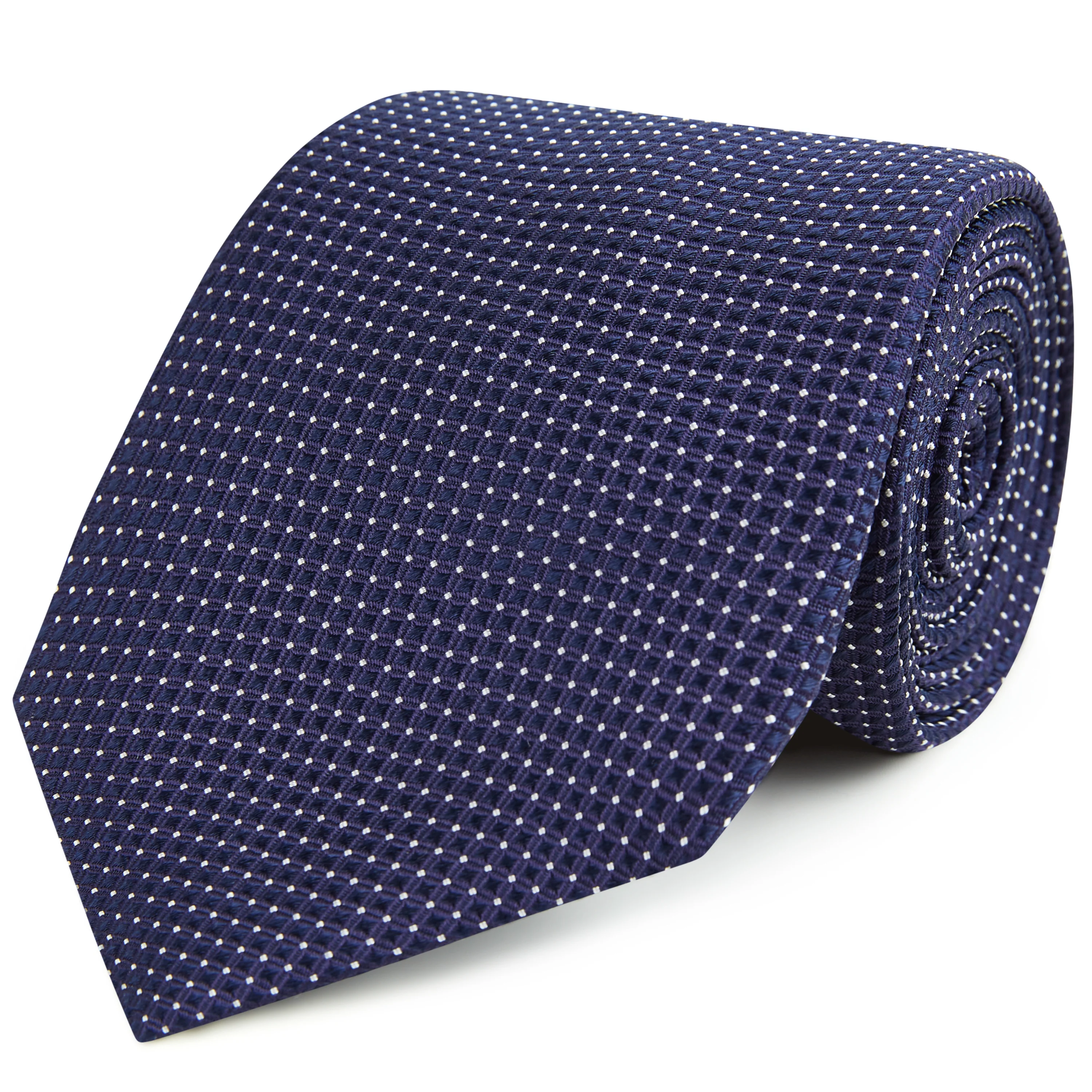 Navy Textured Diamond Spot Woven Silk Tie