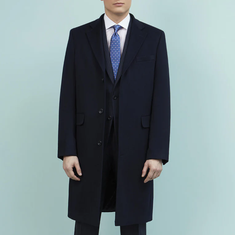 Warrington Navy Wool Cashmere Coat - Image 4