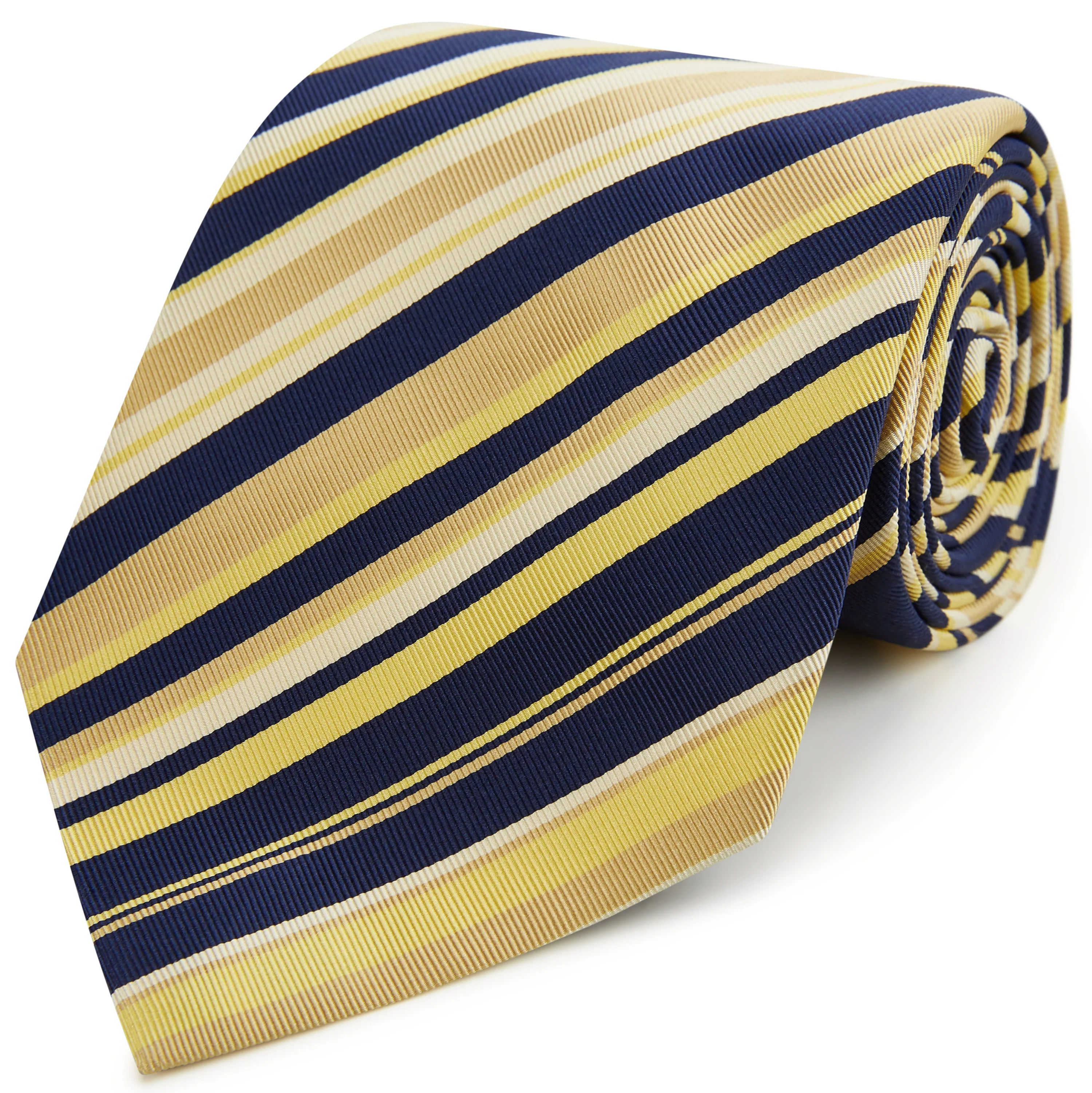 Navy Yellow Irregular Woven Silk Tie