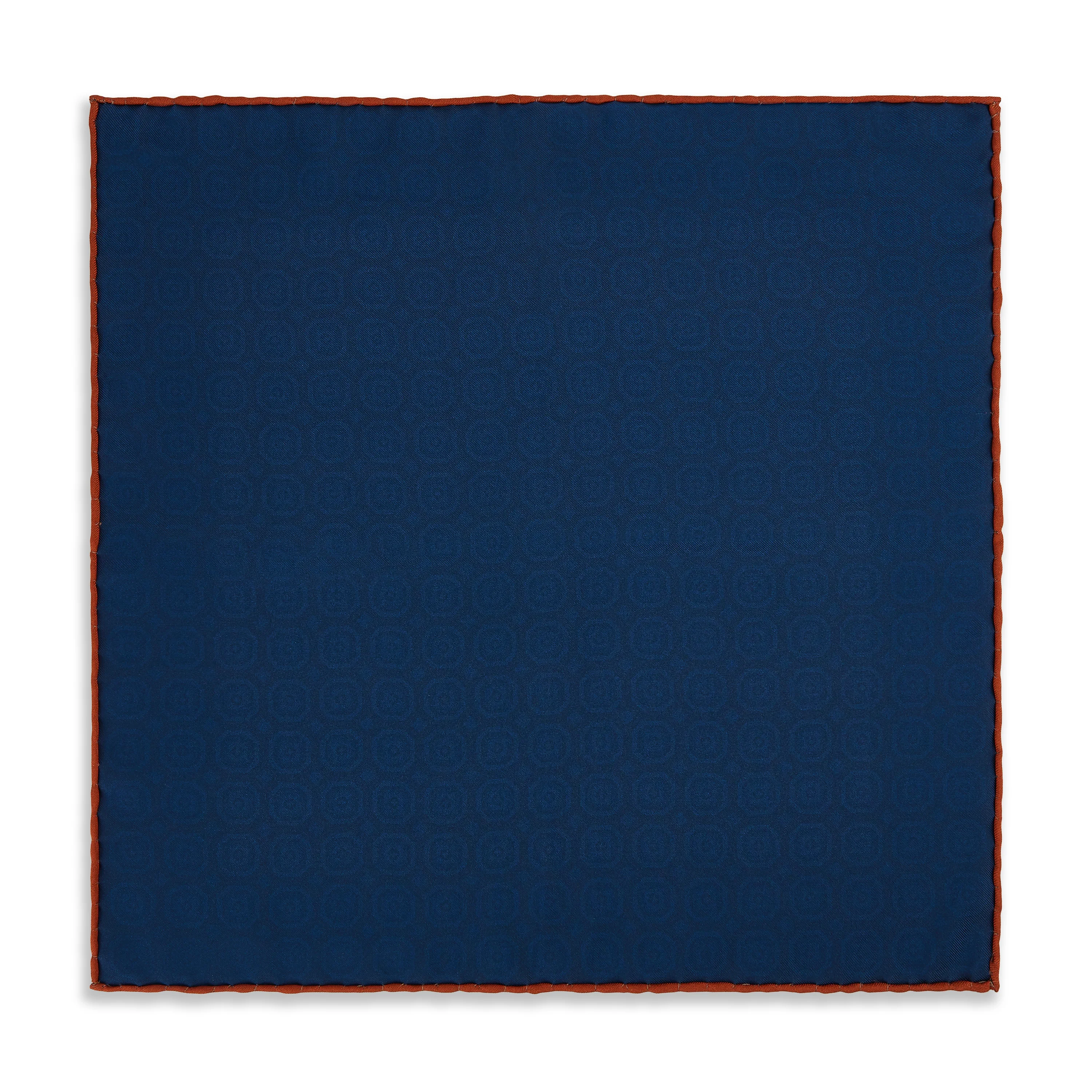 Orange Blue Medallion Madder Reversible Silk Pocket Square - Image 3