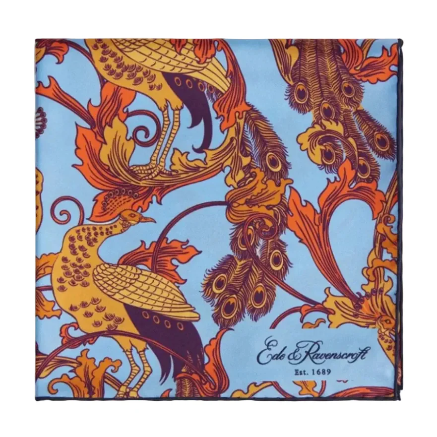 Orange Peacock Vine Pocket Square