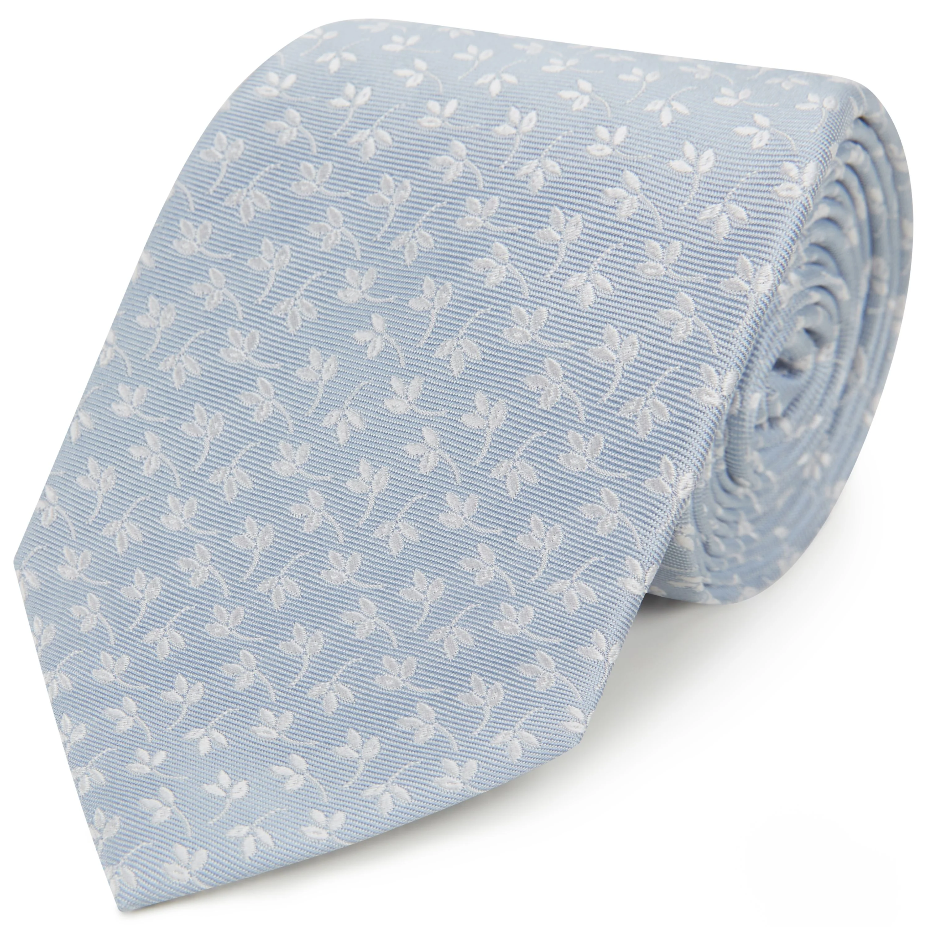 Pale Blue Leaf Woven Silk Tie