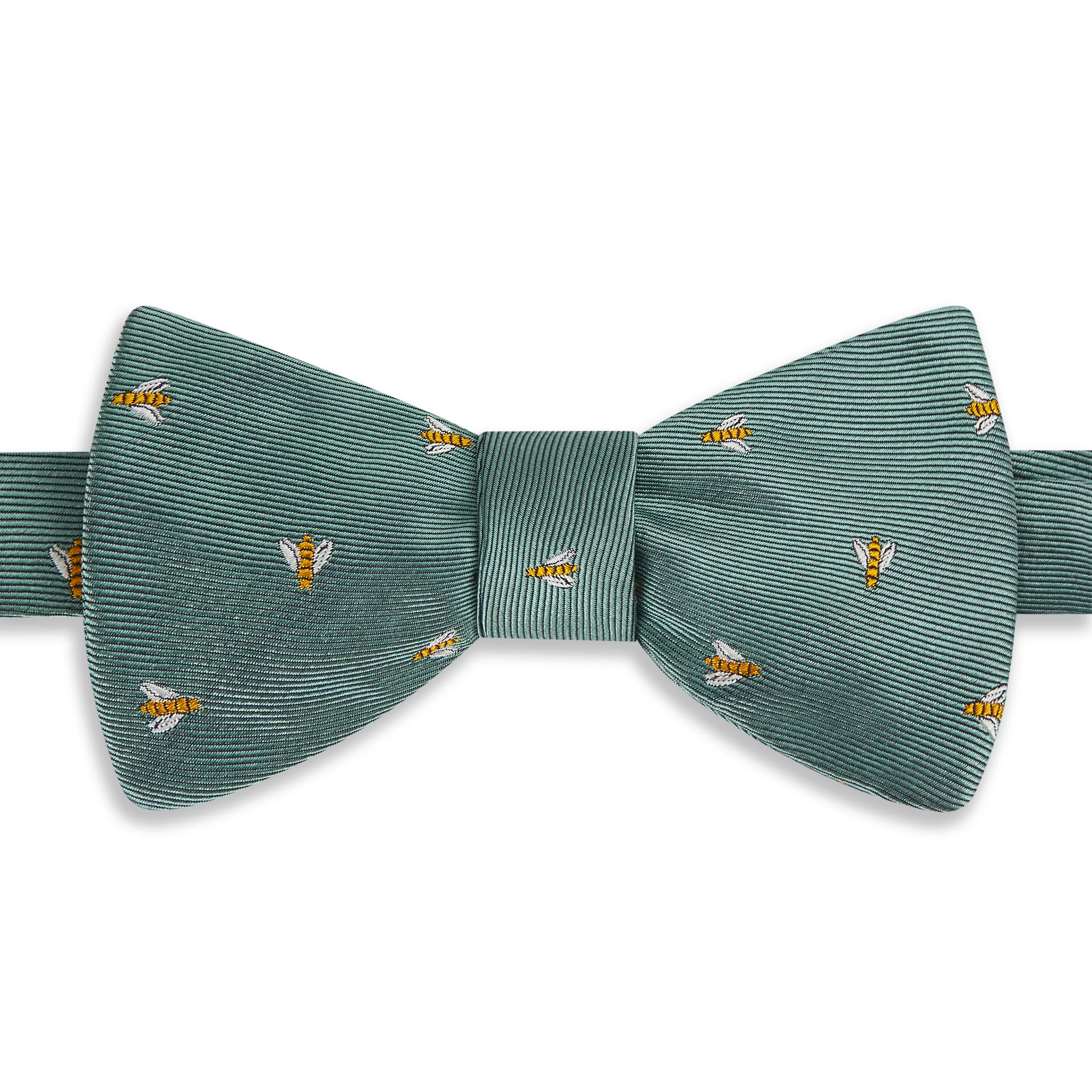 Pale Green Micro Bees Woven Silk Bow Tie