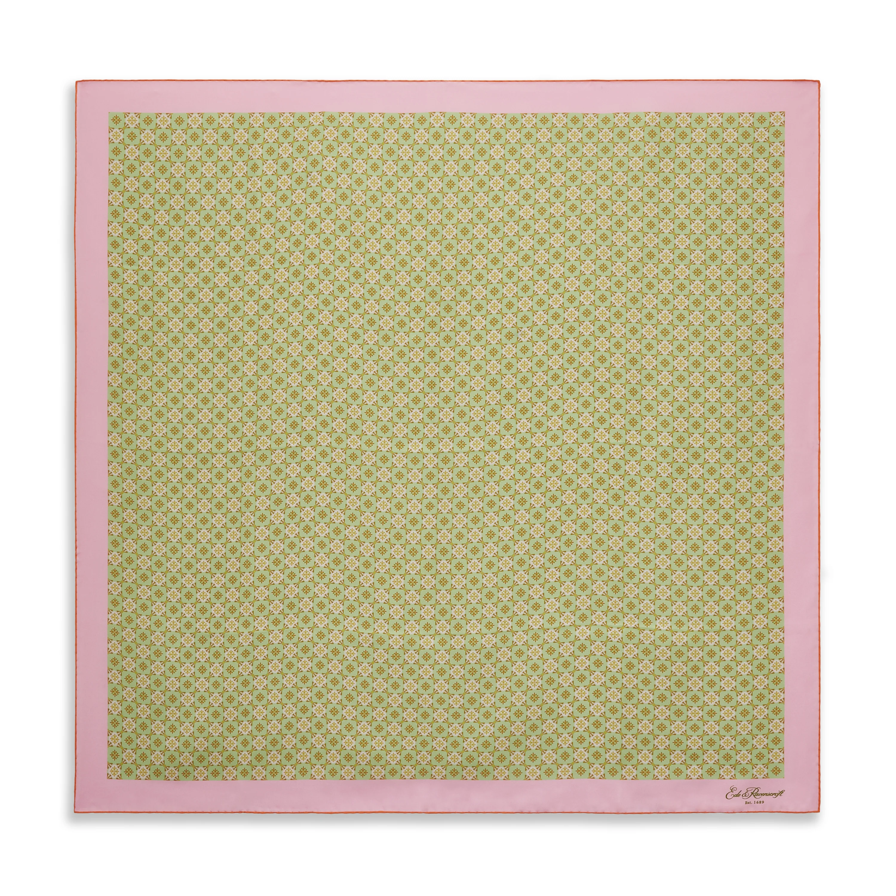 Pale Green Pale Pink Tile Silk Square Scarf - Image 2