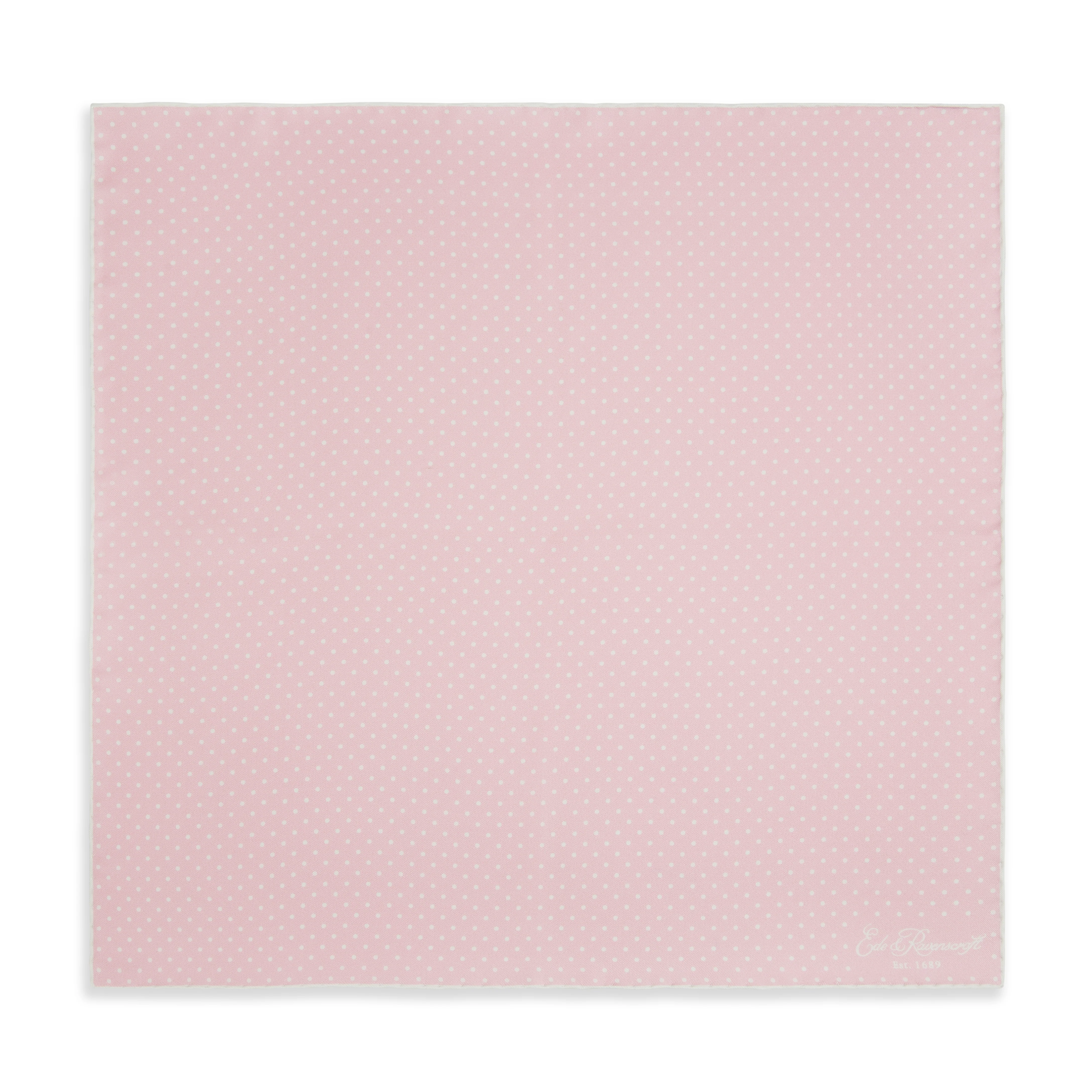 Pink and White Micro Spot Printed Silk Pocket Square - Image 3