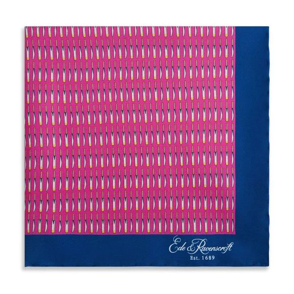 Pink Cricket Silk Pocket Sqaure