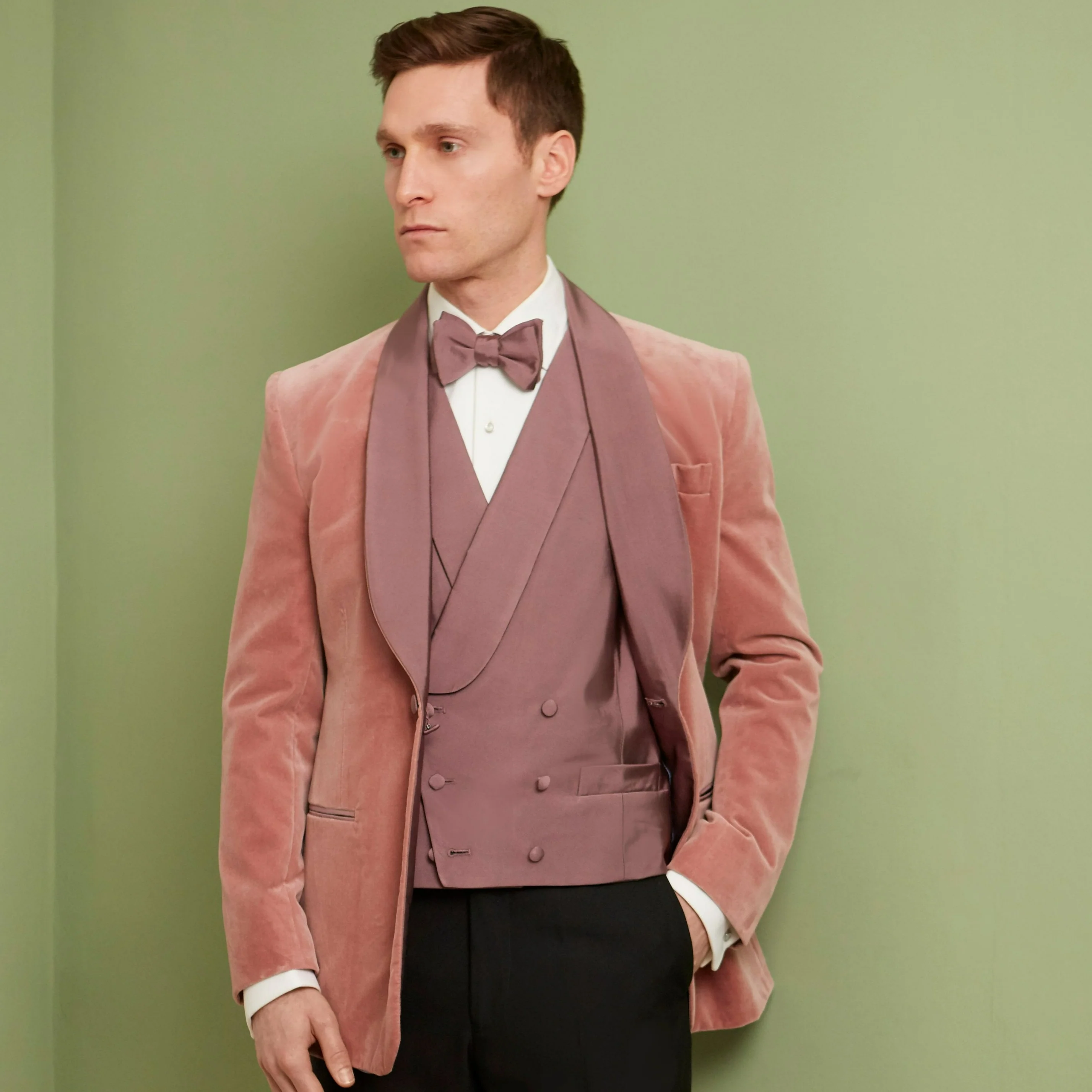 Pink Grosgrain Silk Cotton Bow Tie - Image 2