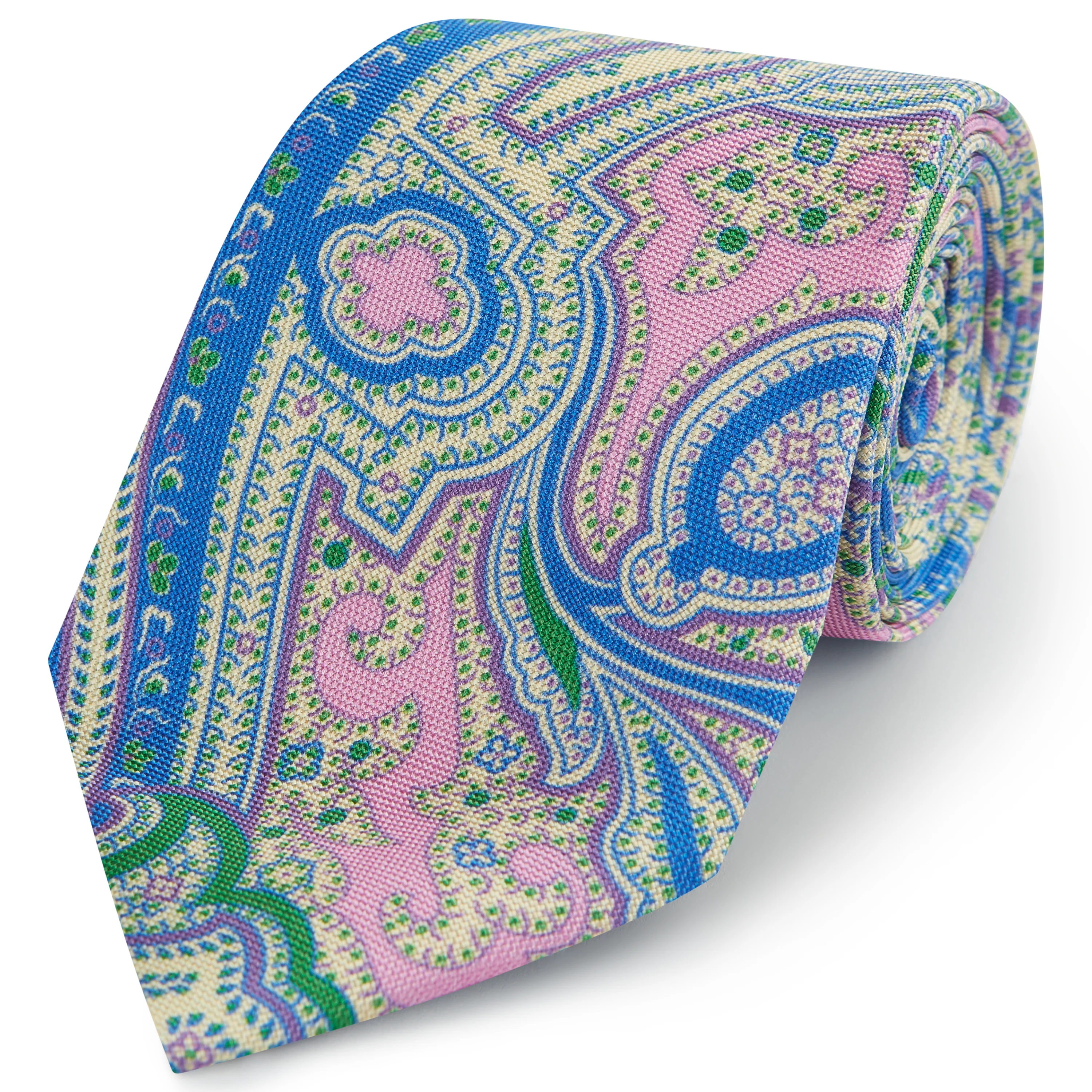 Pink Large Paisley Printed Silk Tie