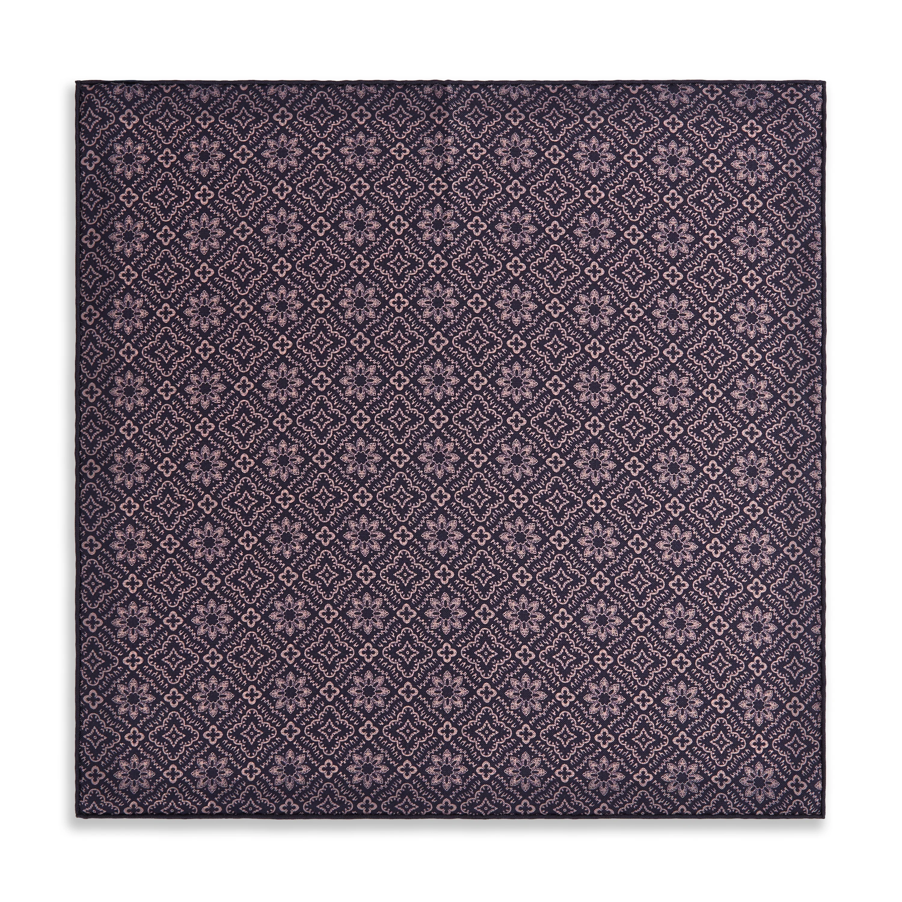 Pink Navy Prince of Wales Geometric Double Faced Silk Pocket Square - Image 4