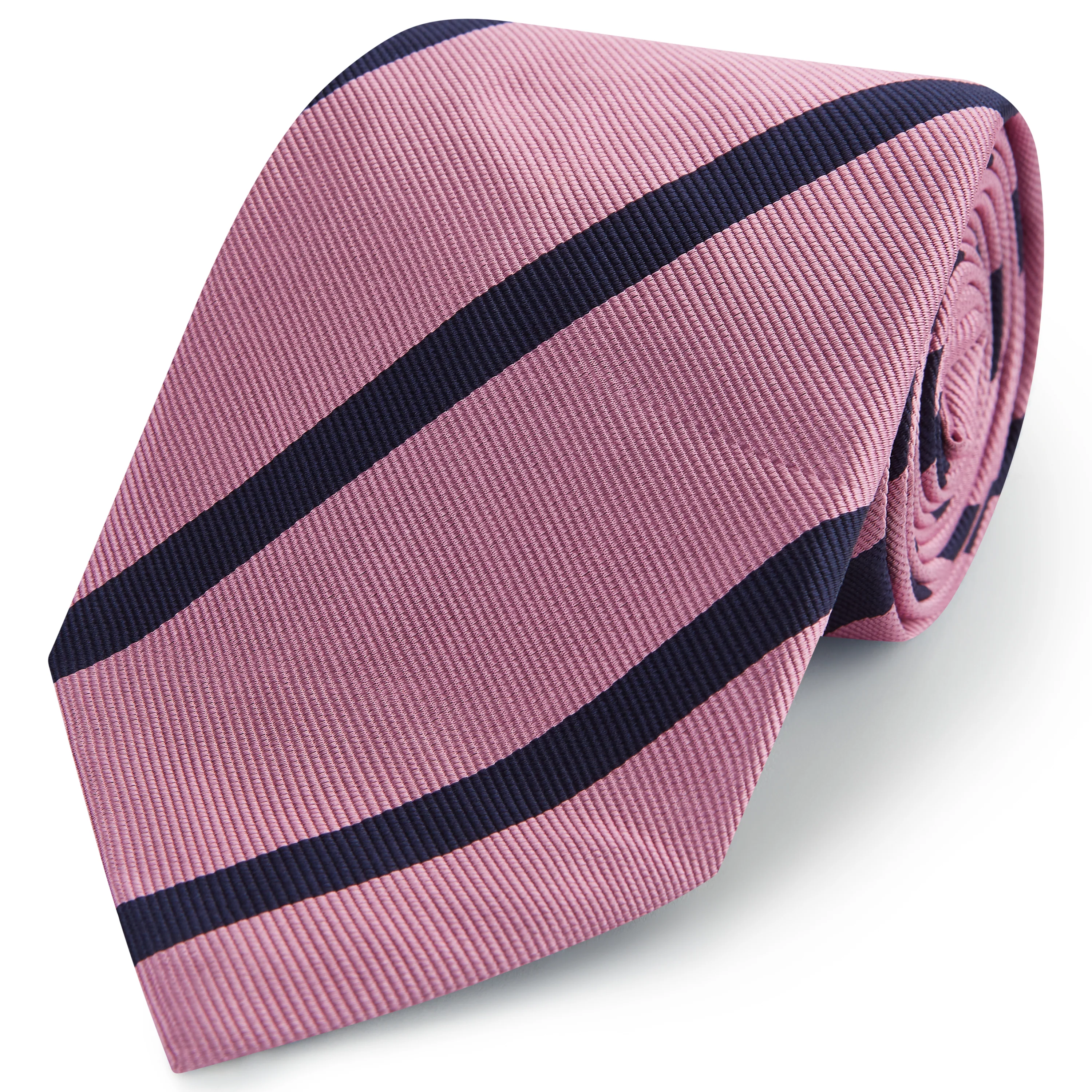 Pink Navy Twill Stripe Woven Silk Tie