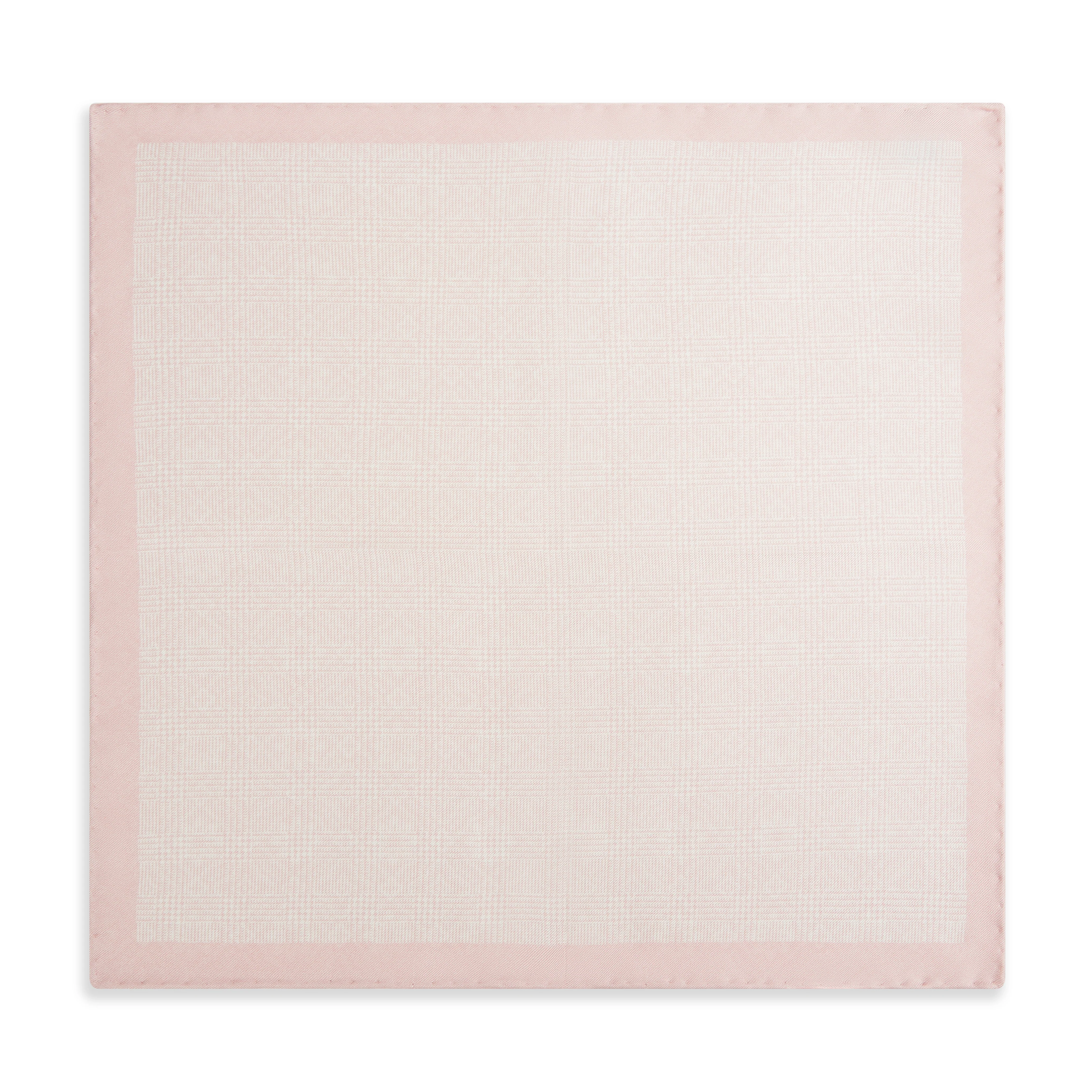 Pink Prince of Wales Geometric Double Faced Silk Pocket Square