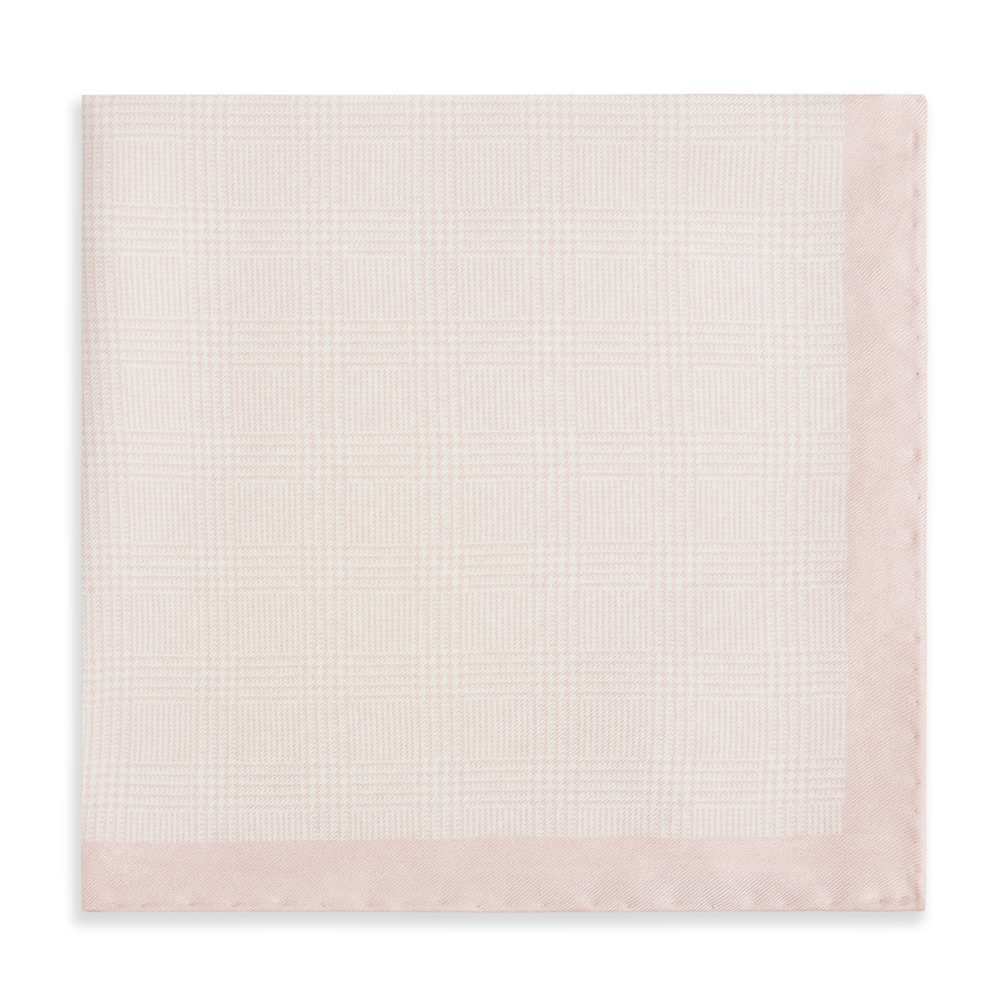 Pink Prince of Wales Geometric Double Faced Silk Pocket Square - Image 2
