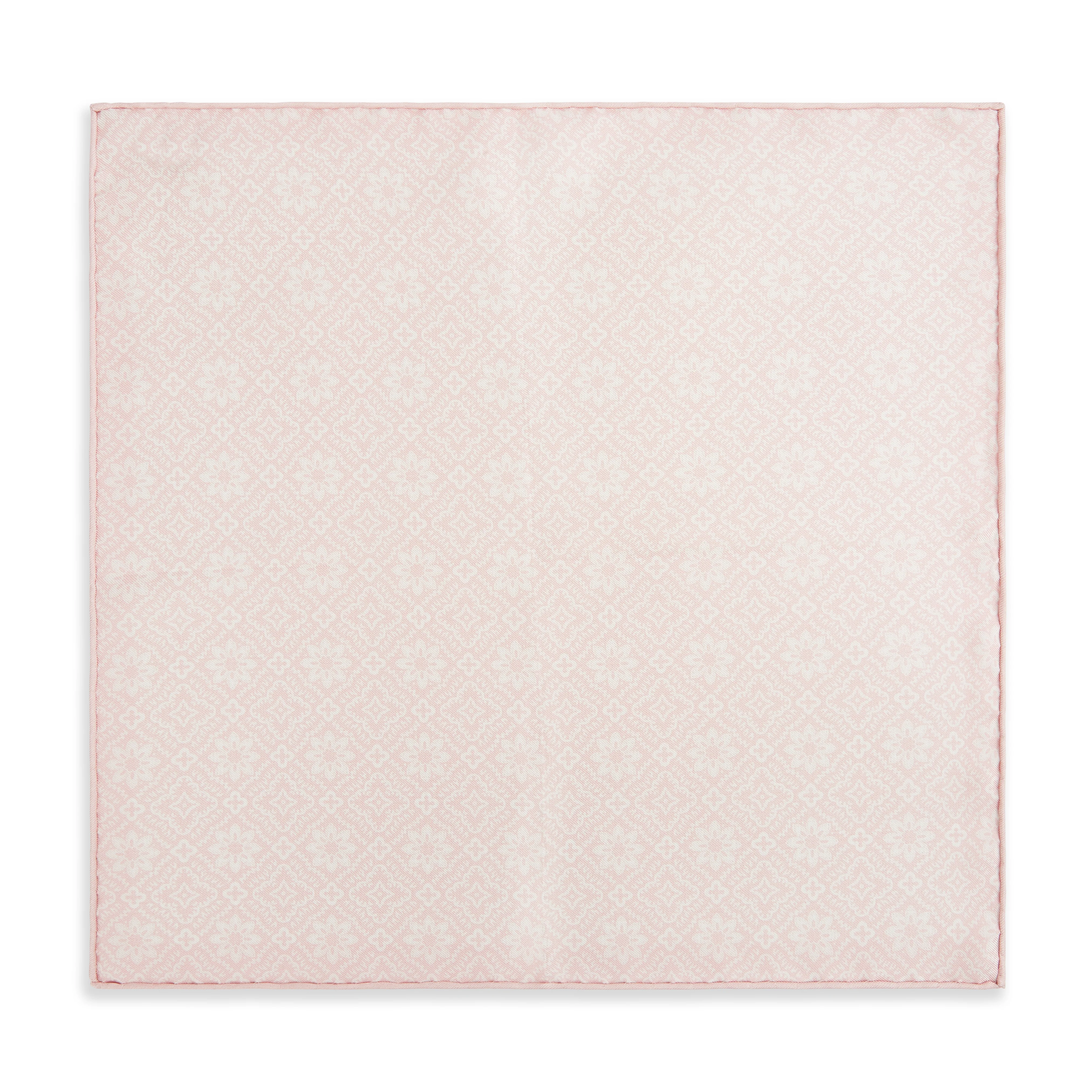 Pink Prince of Wales Geometric Double Faced Silk Pocket Square - Image 3