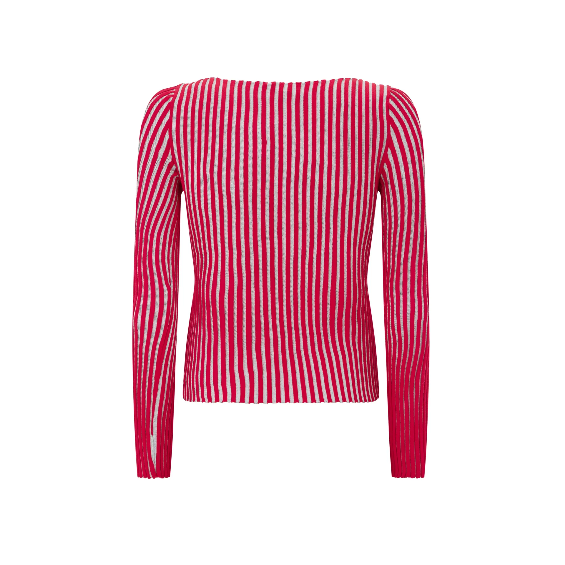 Pink White Ribbed Graphic Sweater - Image 2