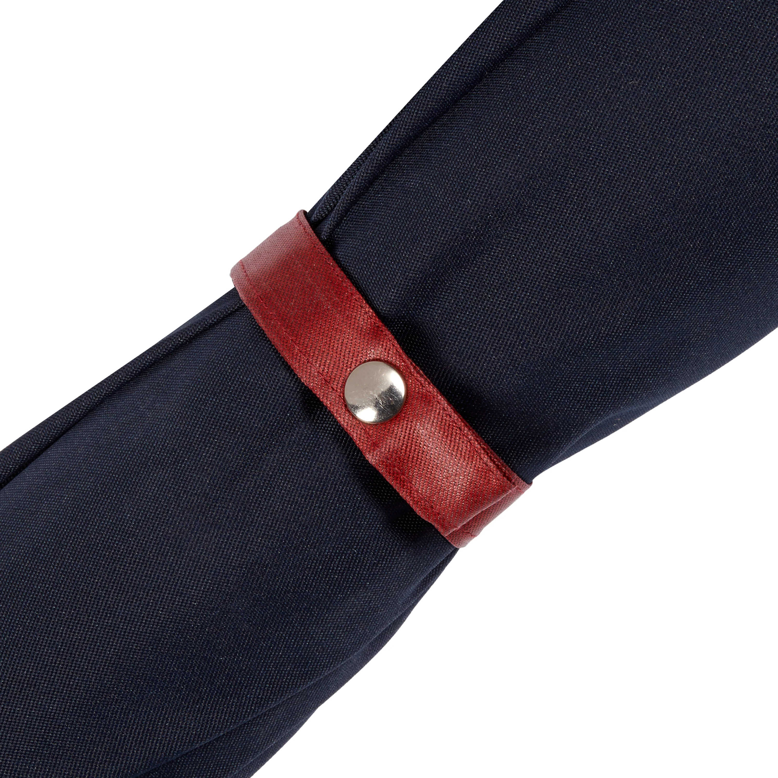 Polished Maple Wood-handle Navy and Red Umbrella - Image 3