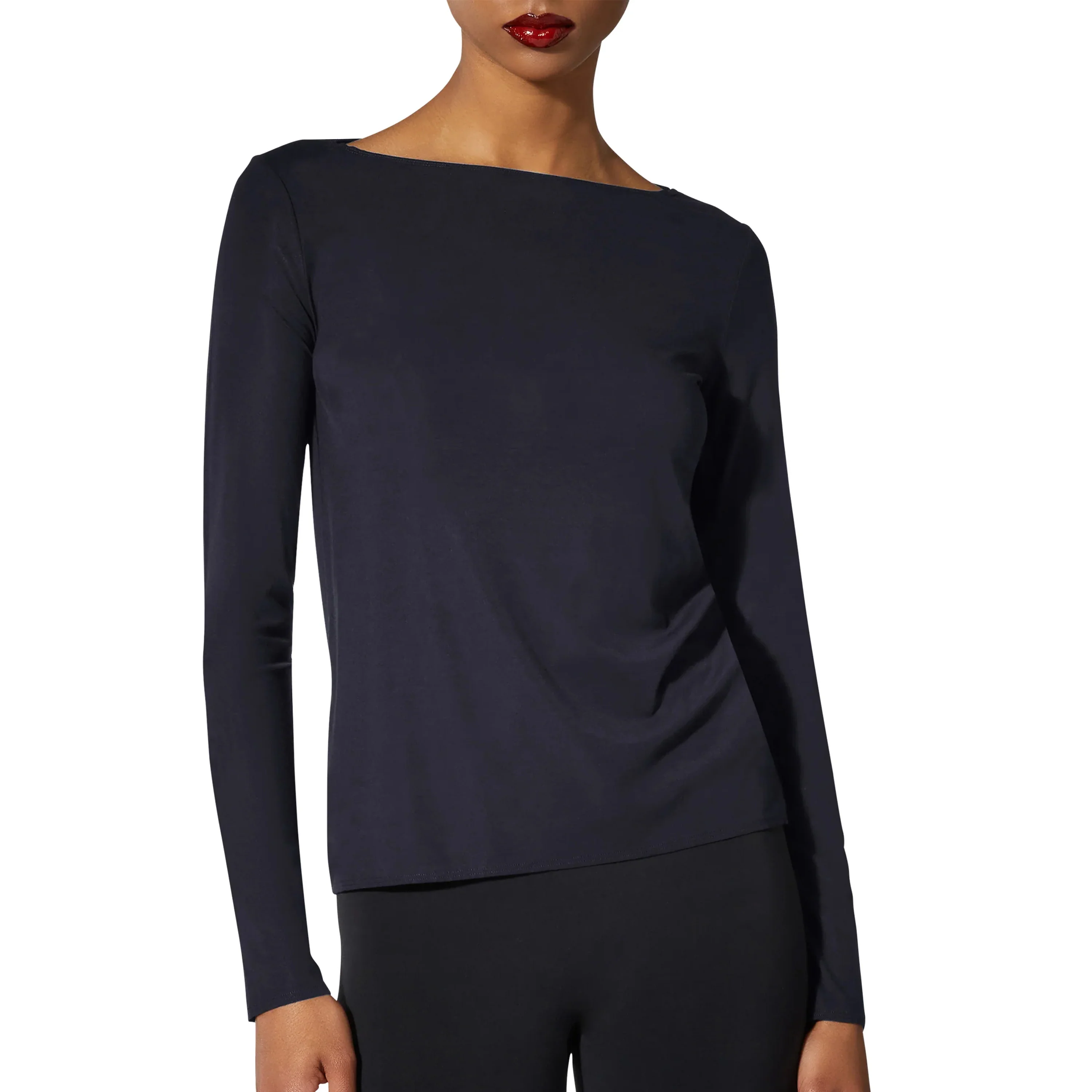 Pure Boat Neck Long Sleeve Black - Image 2