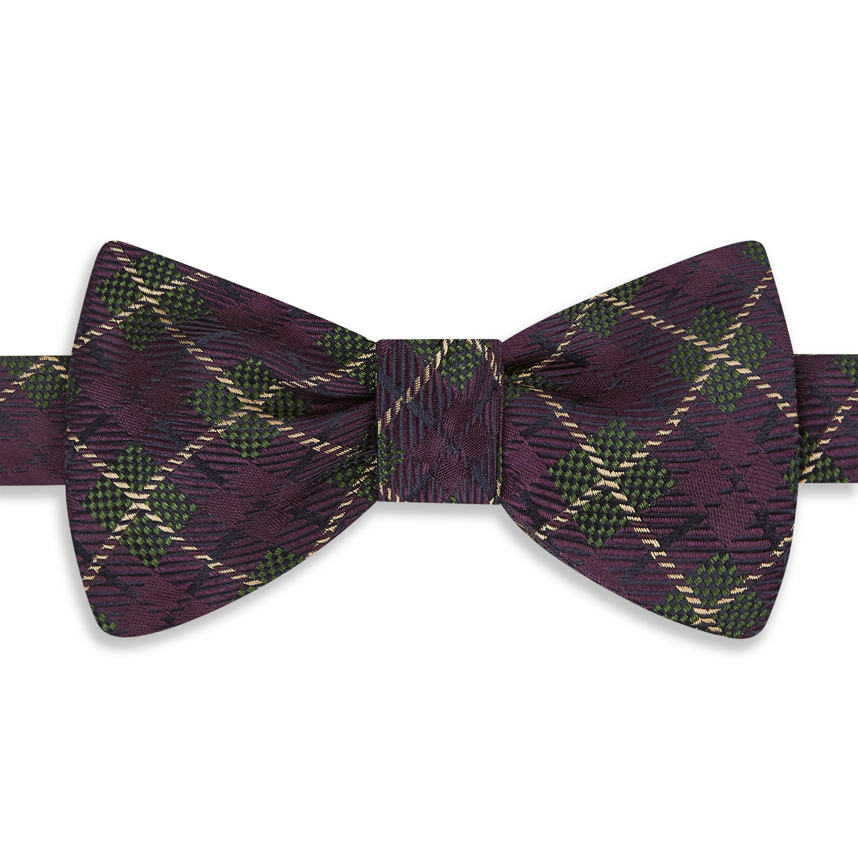 Purple Square Check Woven Bow Tie