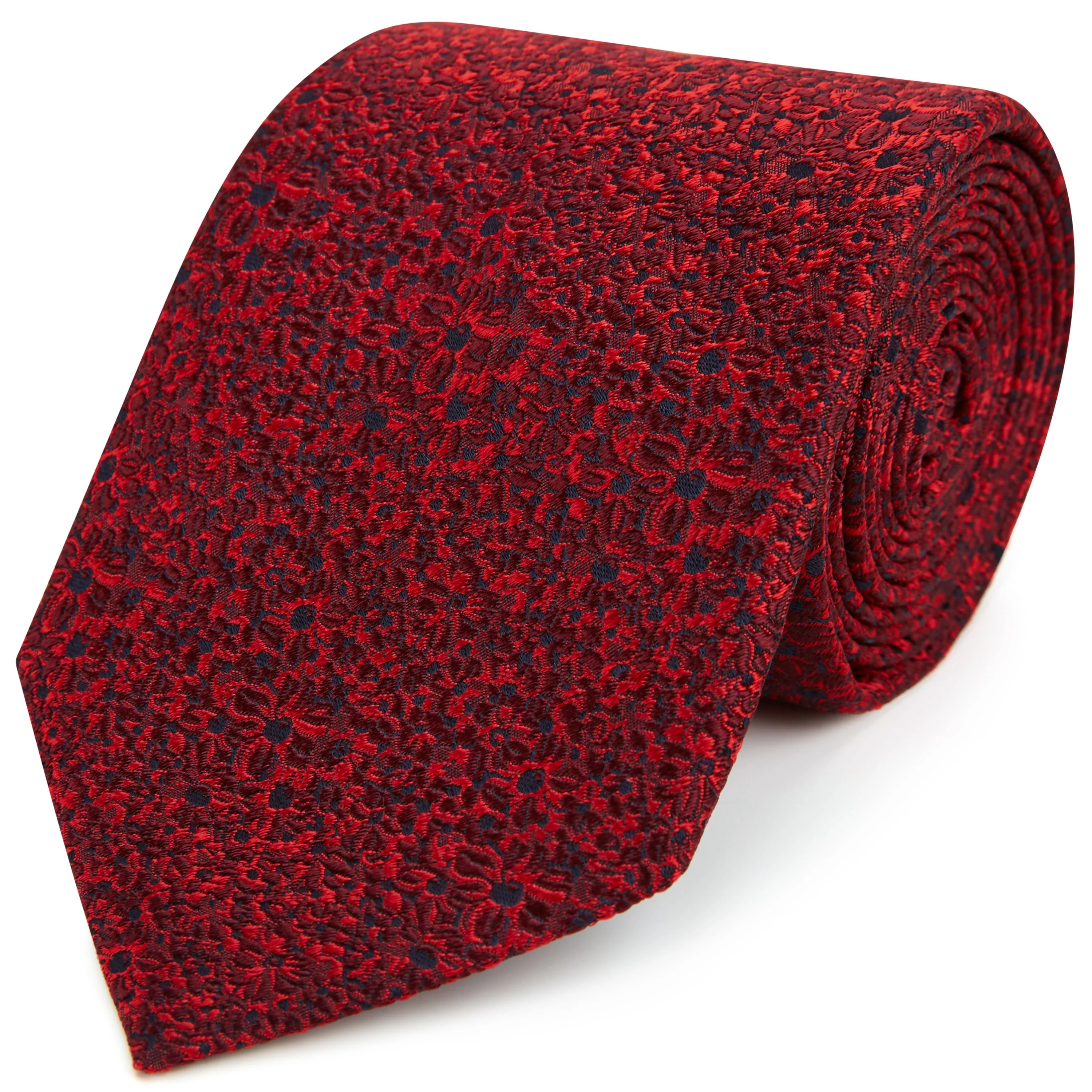 Red Abstract Floral Woven Silk Tie