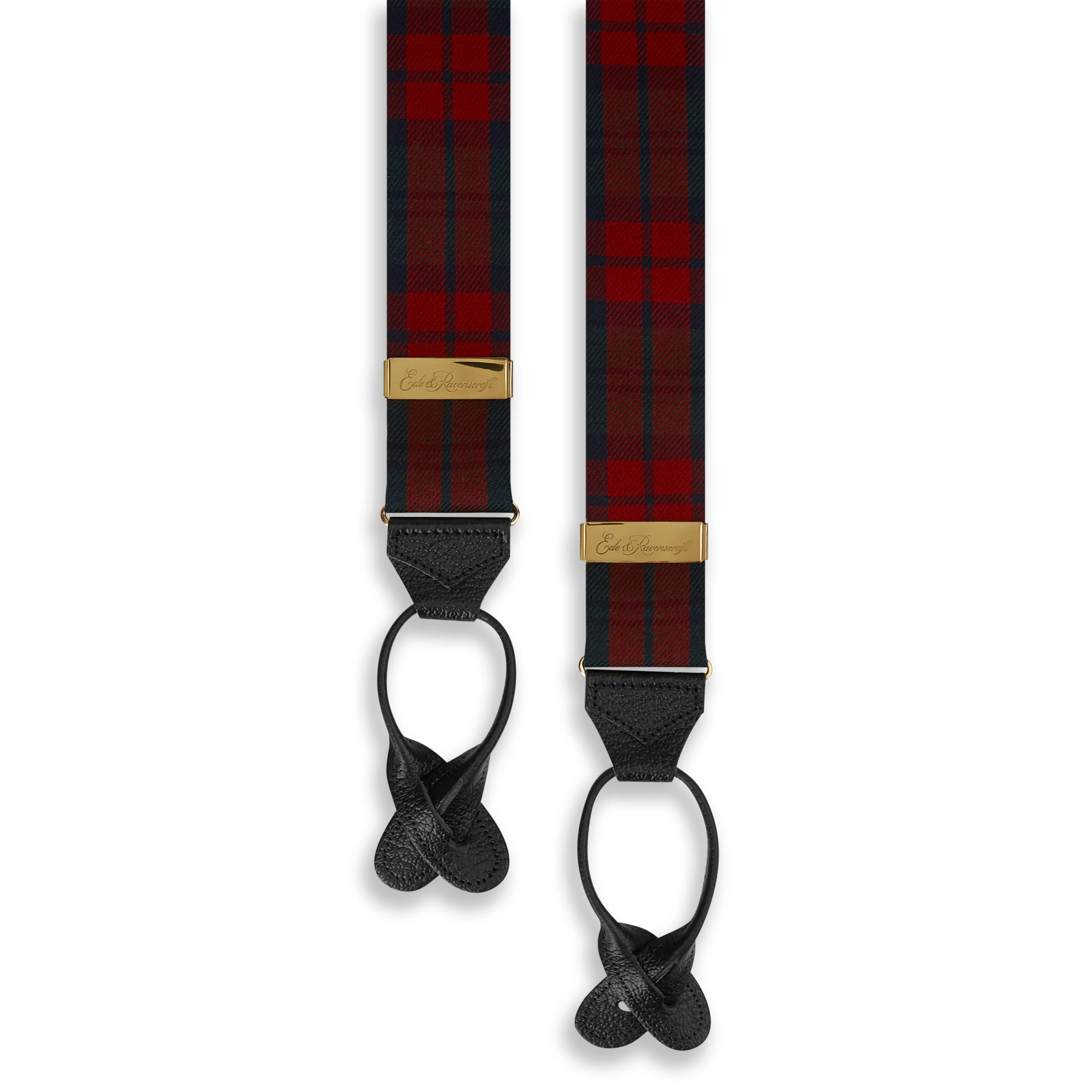 Red and Navy Tartan Woven Braces