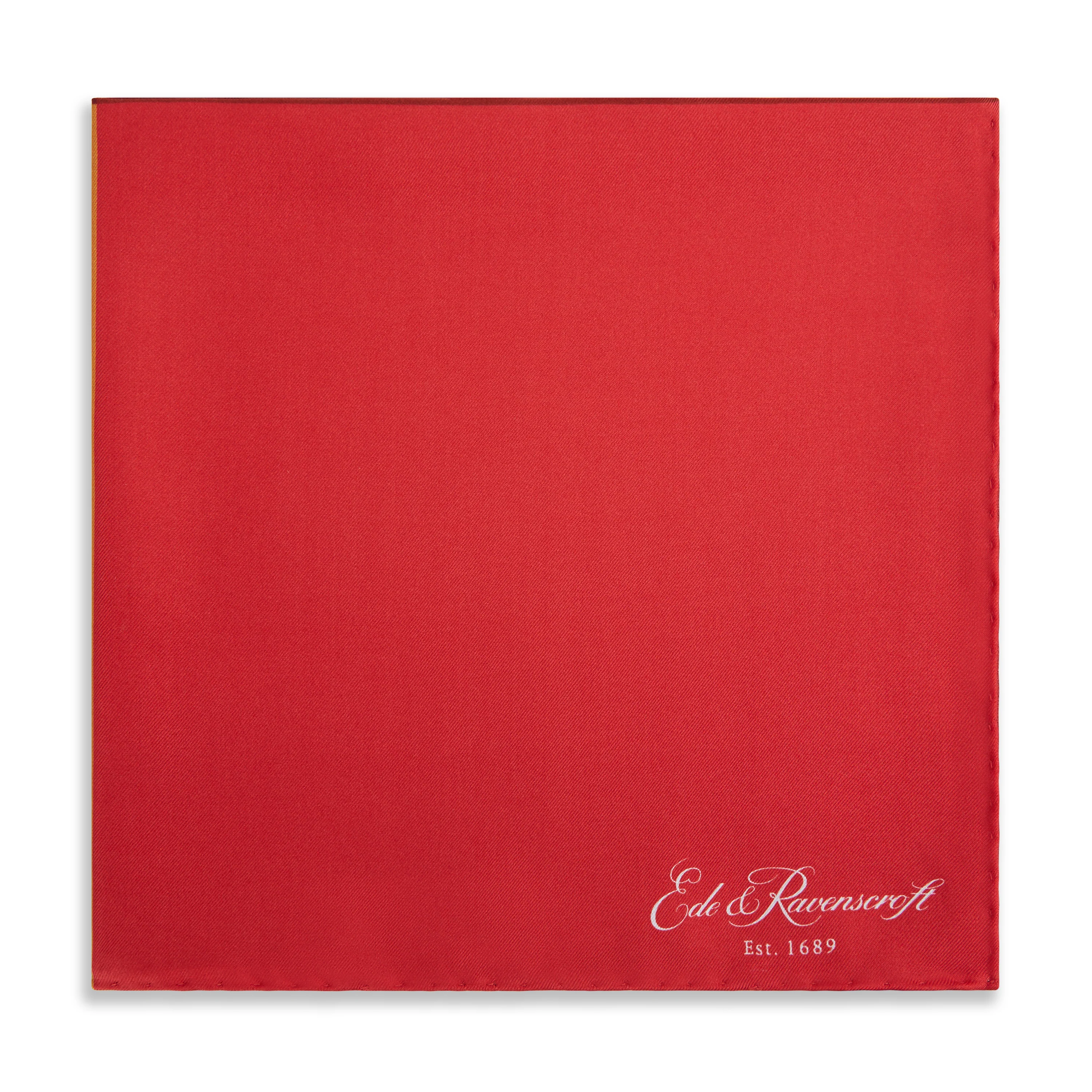Red Silk Four Colour Block Pocket Square - Image 2