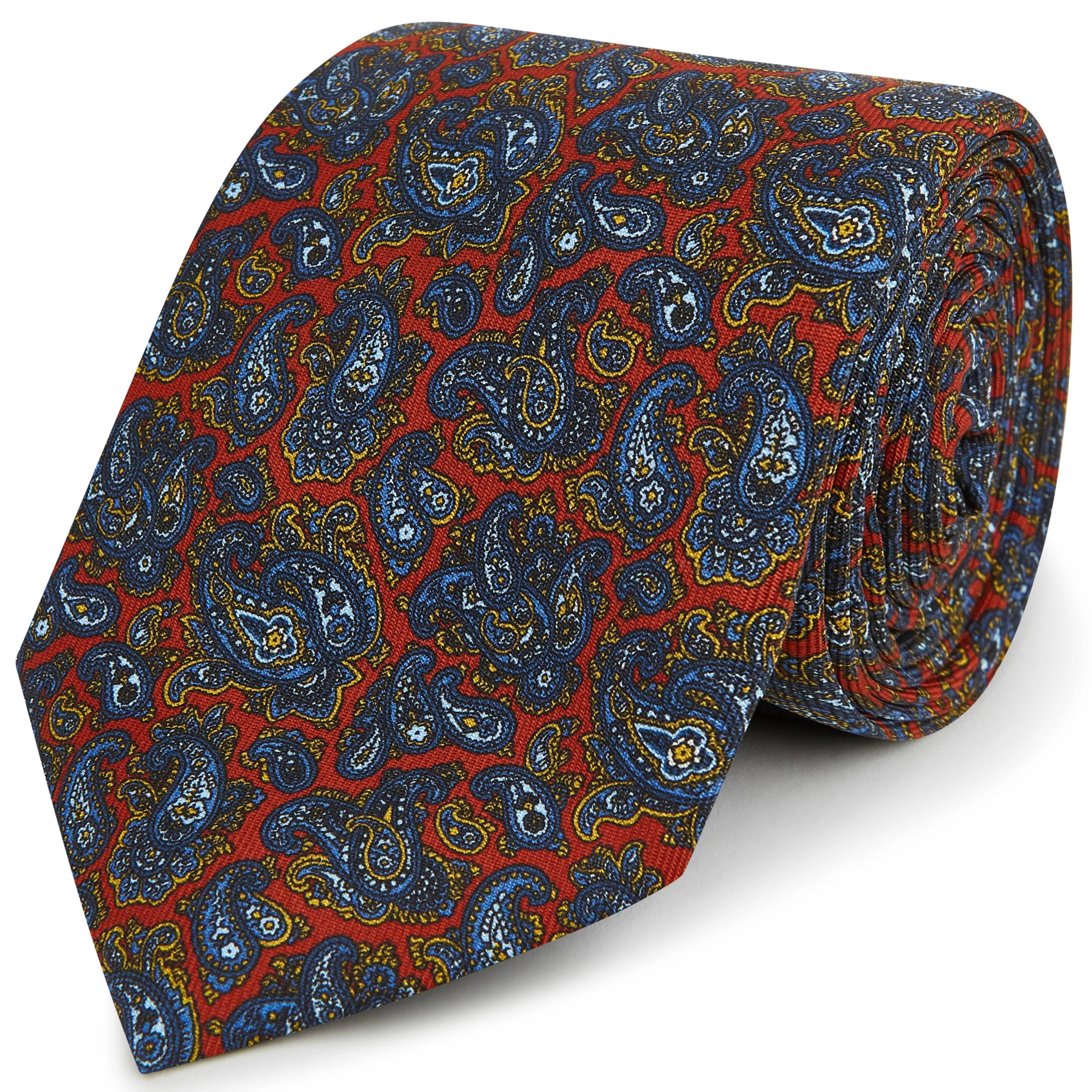 Red Blue Madder Paisley Silk Printed Tie