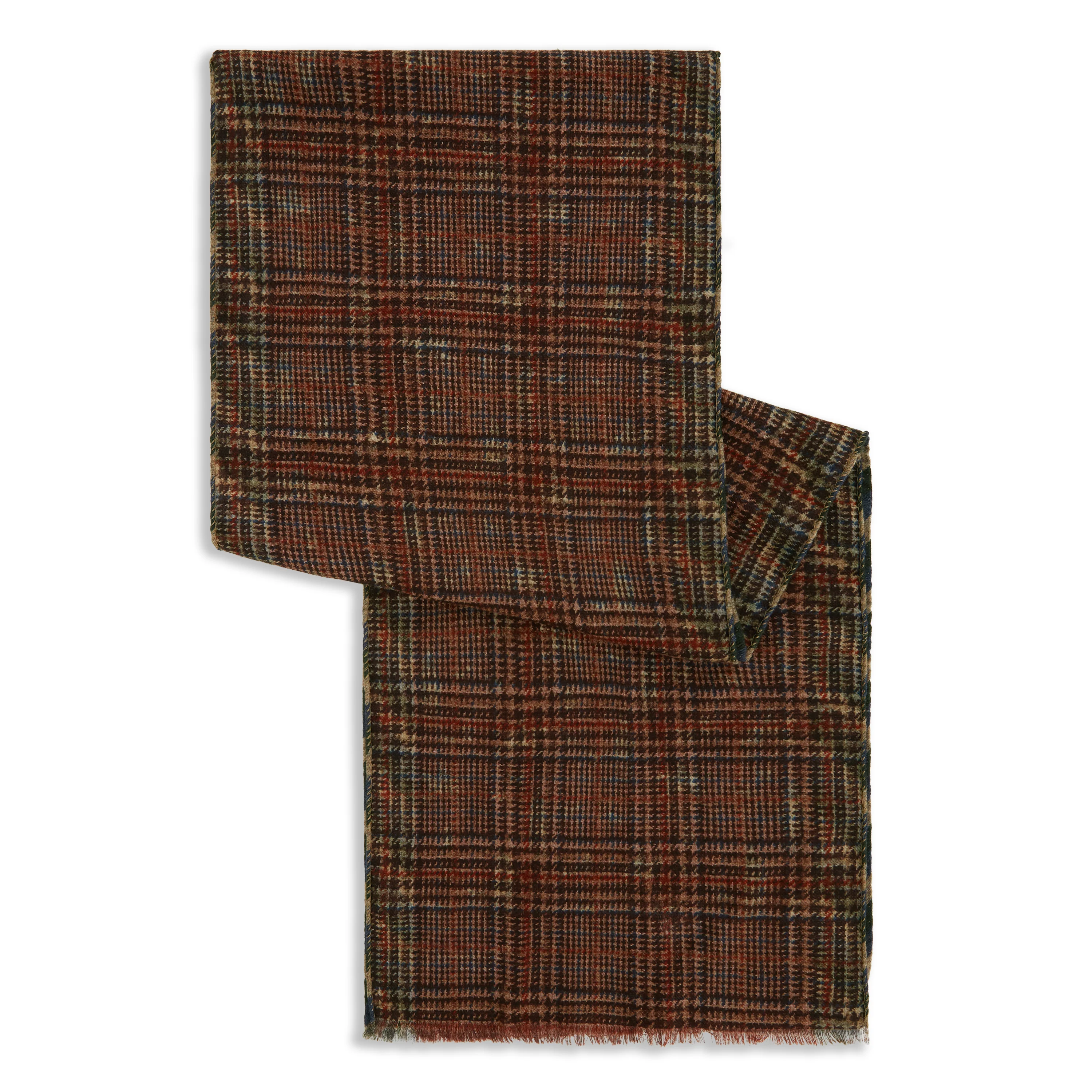 RED EQUESTRIAN CHECK PRINTED WOOL SCARF - Image 2