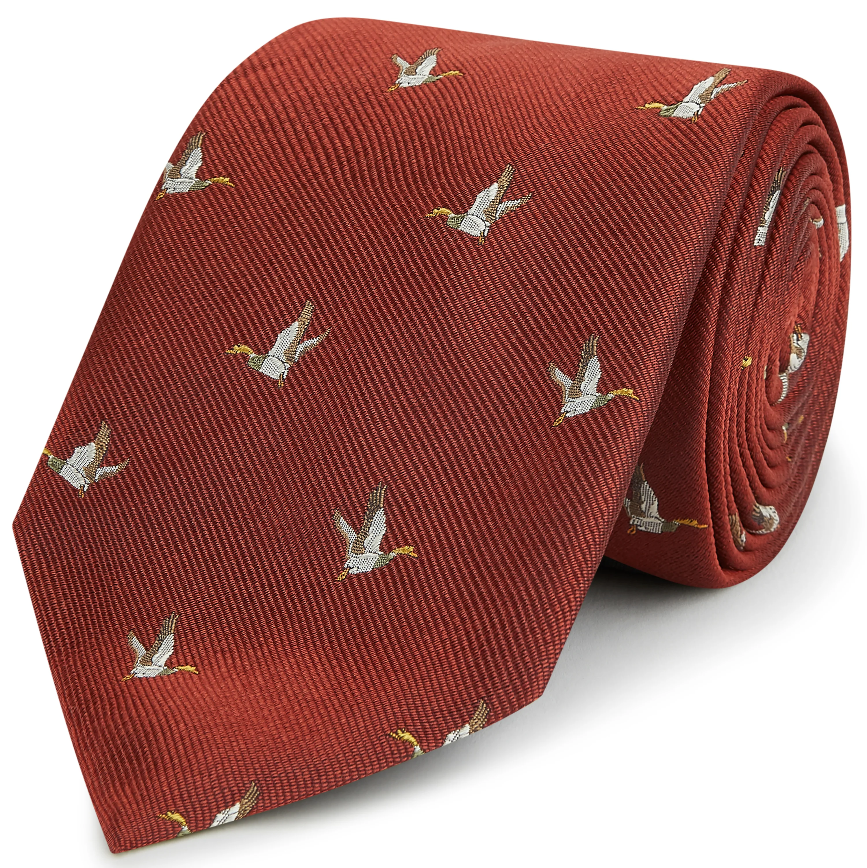 Red Flying Duck Woven Silk Tie