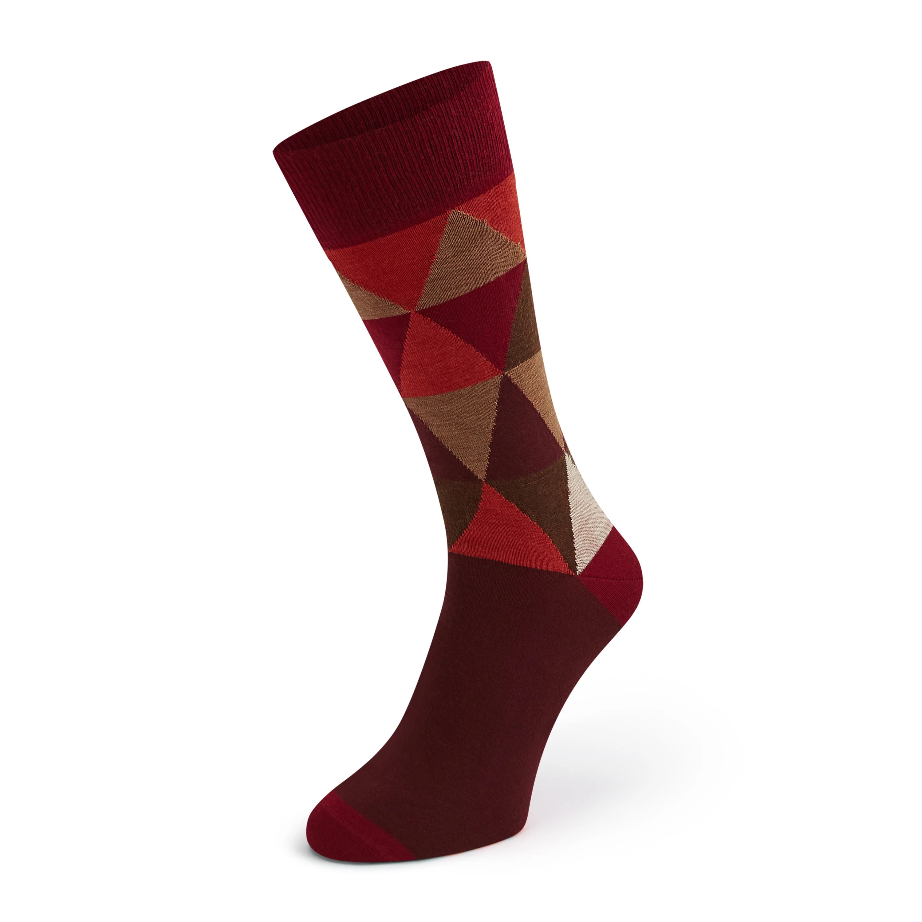 Red Geo Diamond Merino Wool Sock