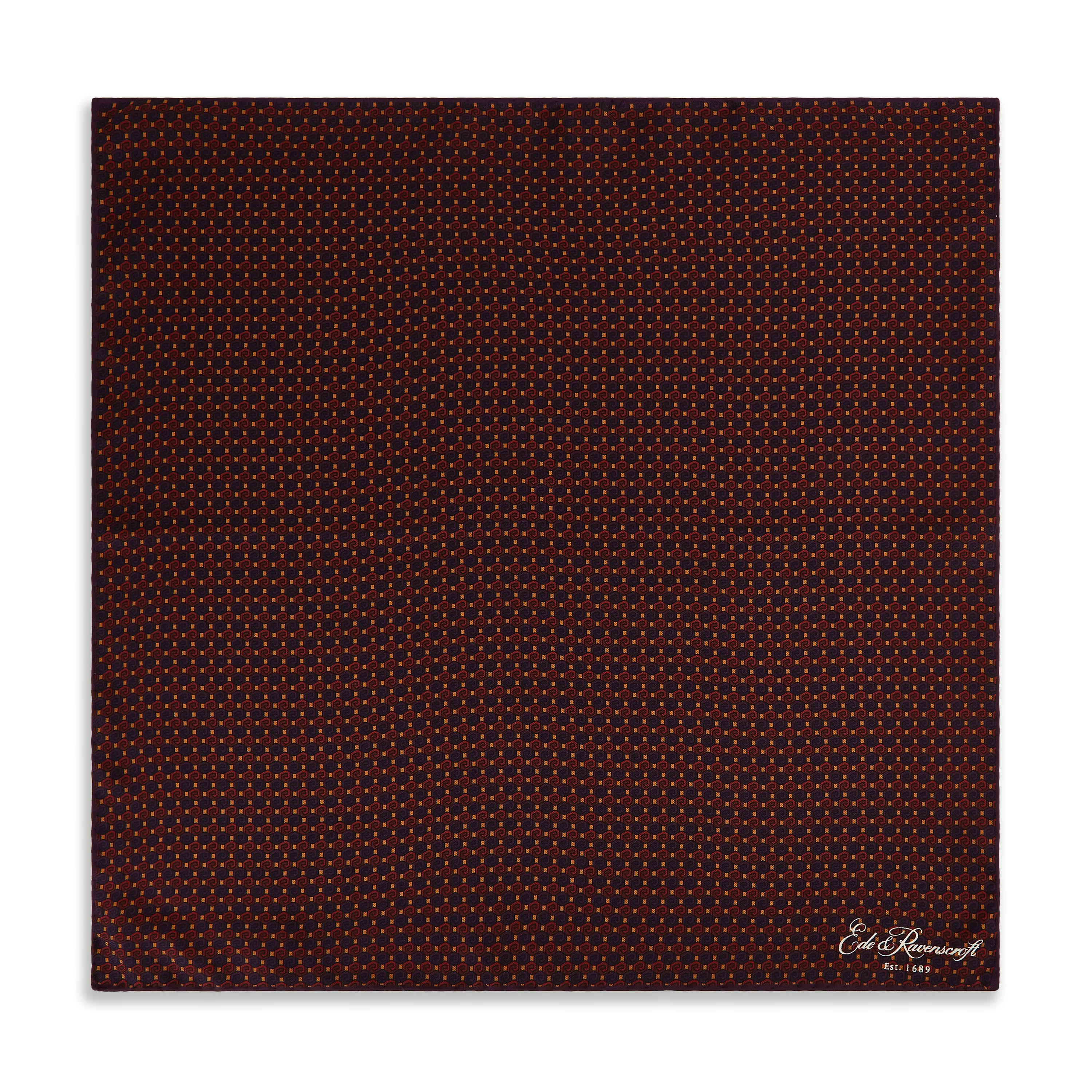 Red Geo Print Silk Pocket Square - Image 2