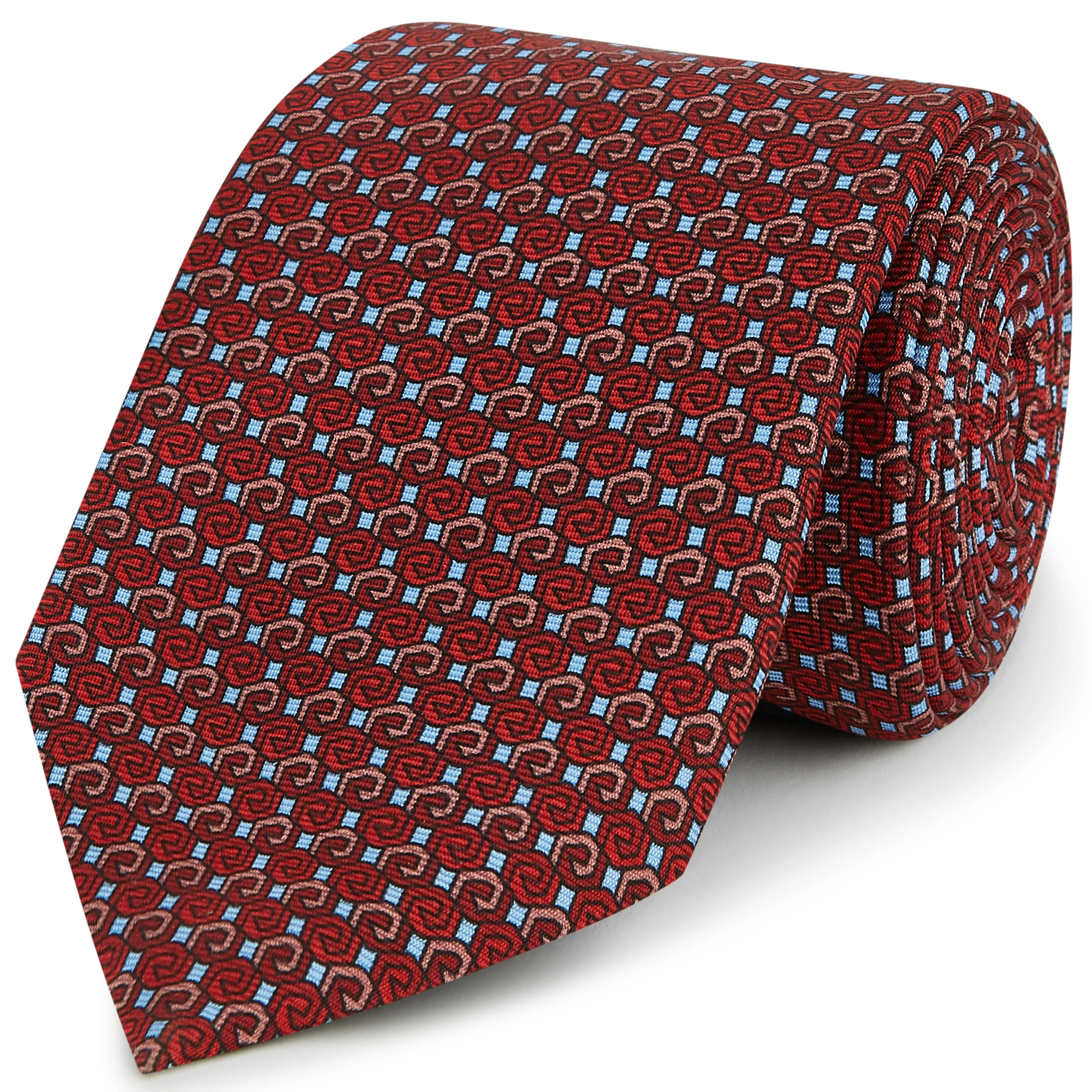 Red Geometric Print Silk Tie