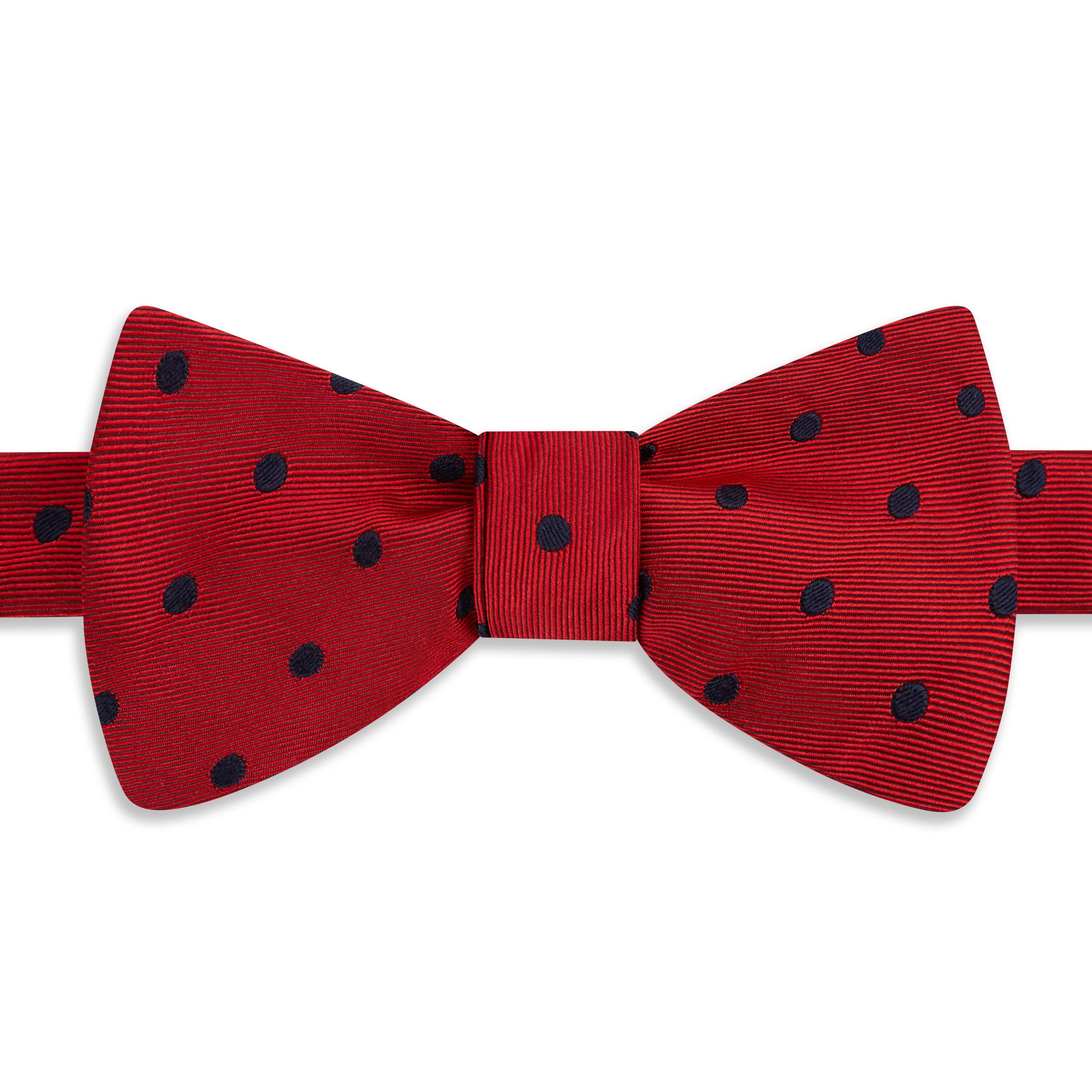Red Navy Churchill Spot Woven Silk Bow Tie