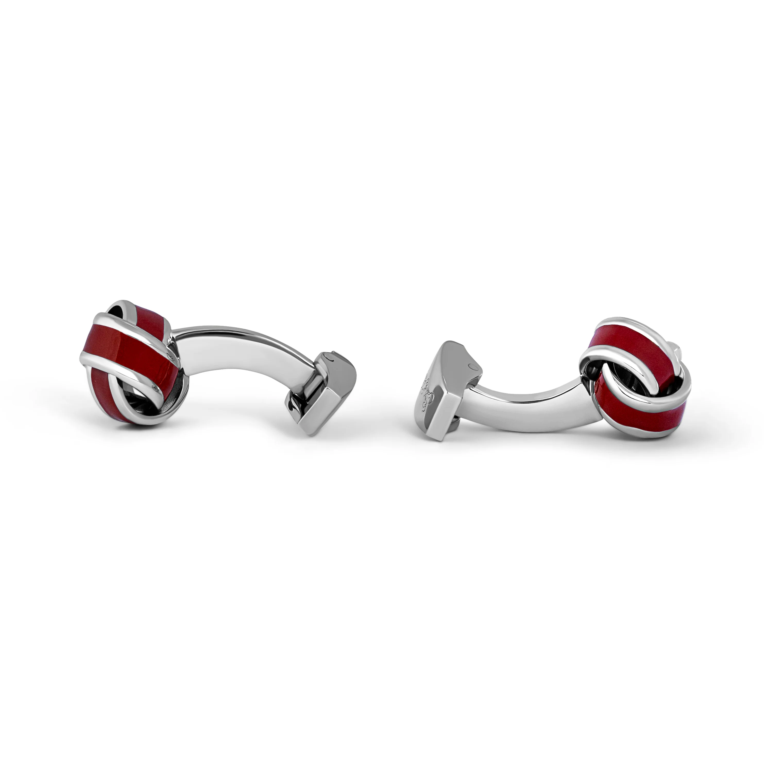 Red Silver and Enamel Knot Cufflink - Image 3