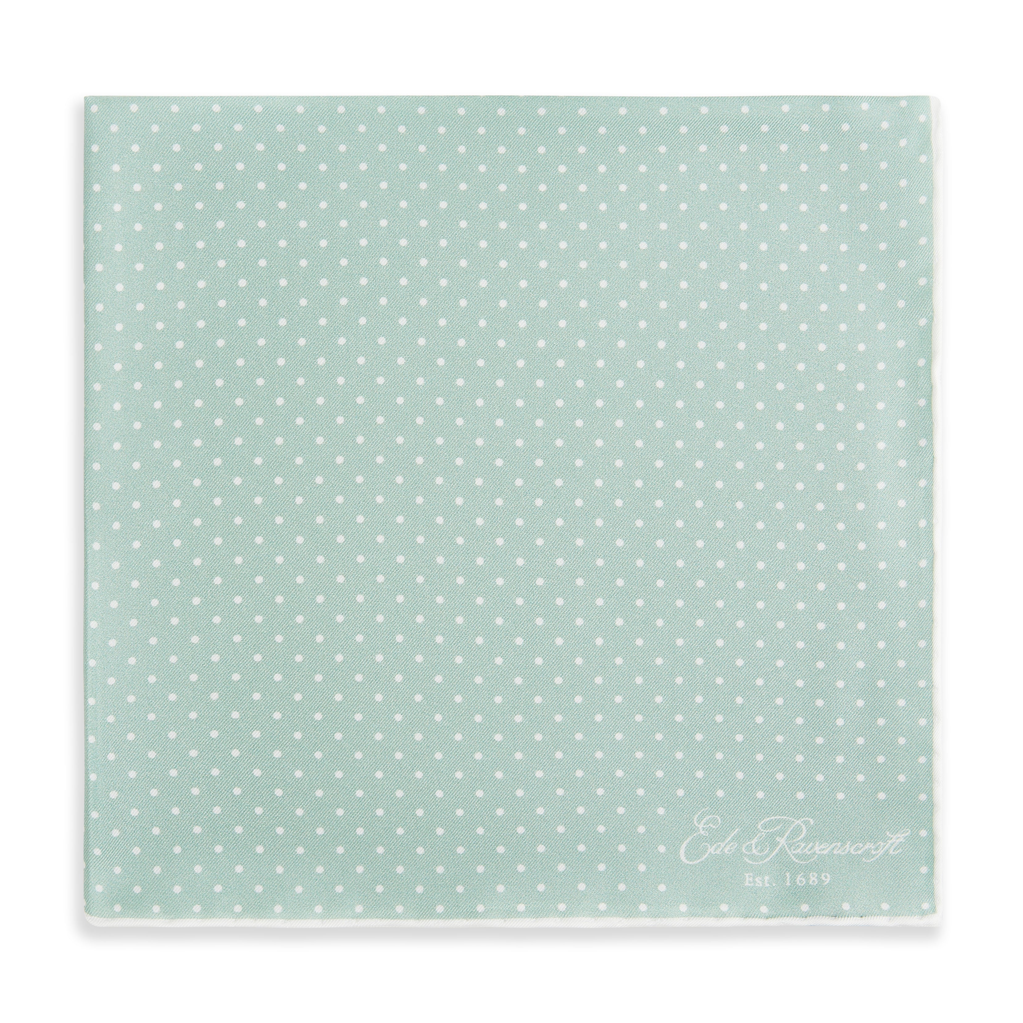 Sage Green Micro Spot Printed Silk Pocket Square - Image 2