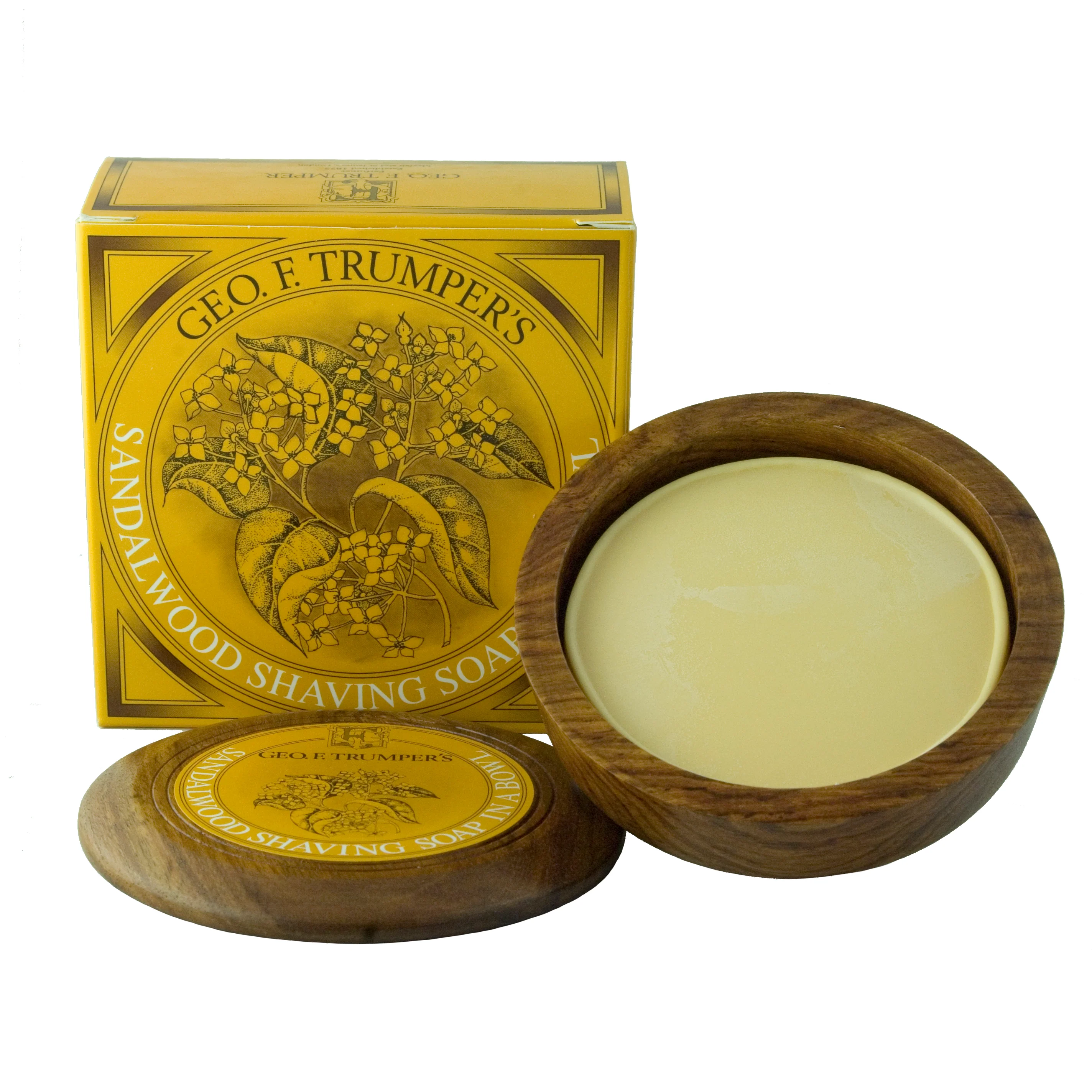 Geo F Trumper Sandalwood 80g Hard Shaving Soap Wooden Bowl