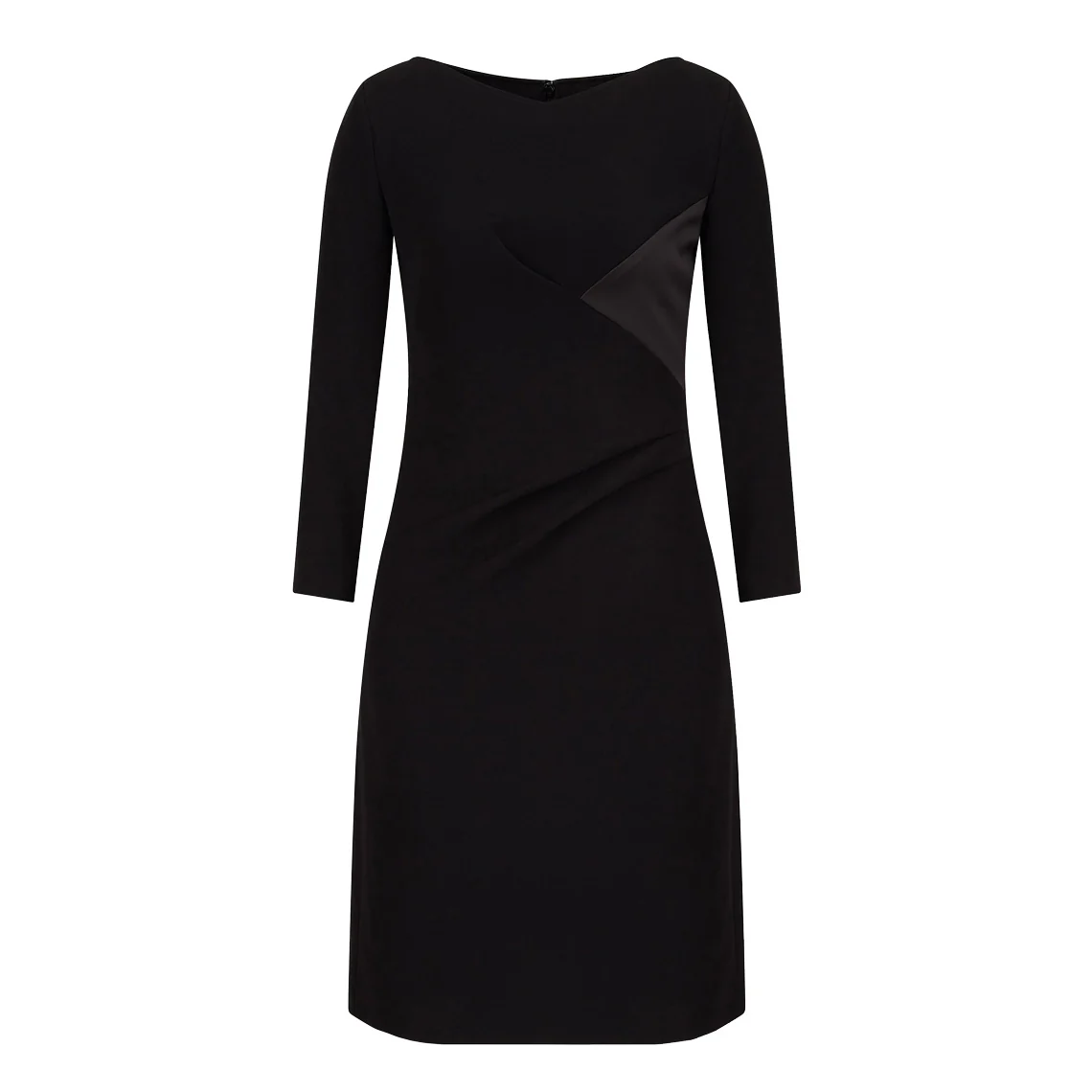 Satin Triangle Dart Black Dress
