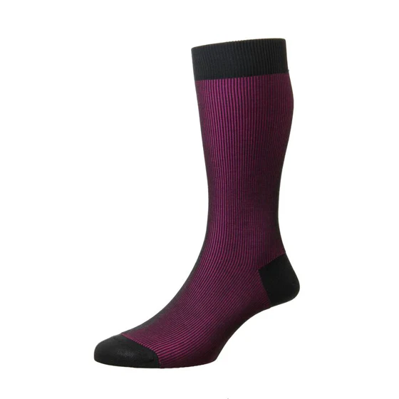 Seaton Fuchsia Shadow Rib Cotton Socks